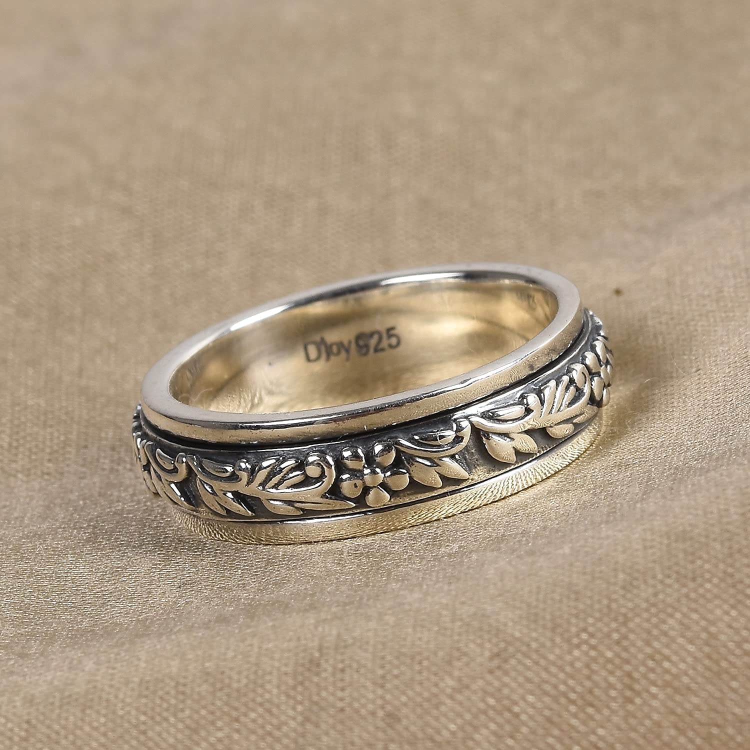 Shop LC Mens Womens Spinner Band Ring 925 Sterling Silver Statement Boho Handmade Jewelry Gifts Stress Relieving Size 10 - Image 3