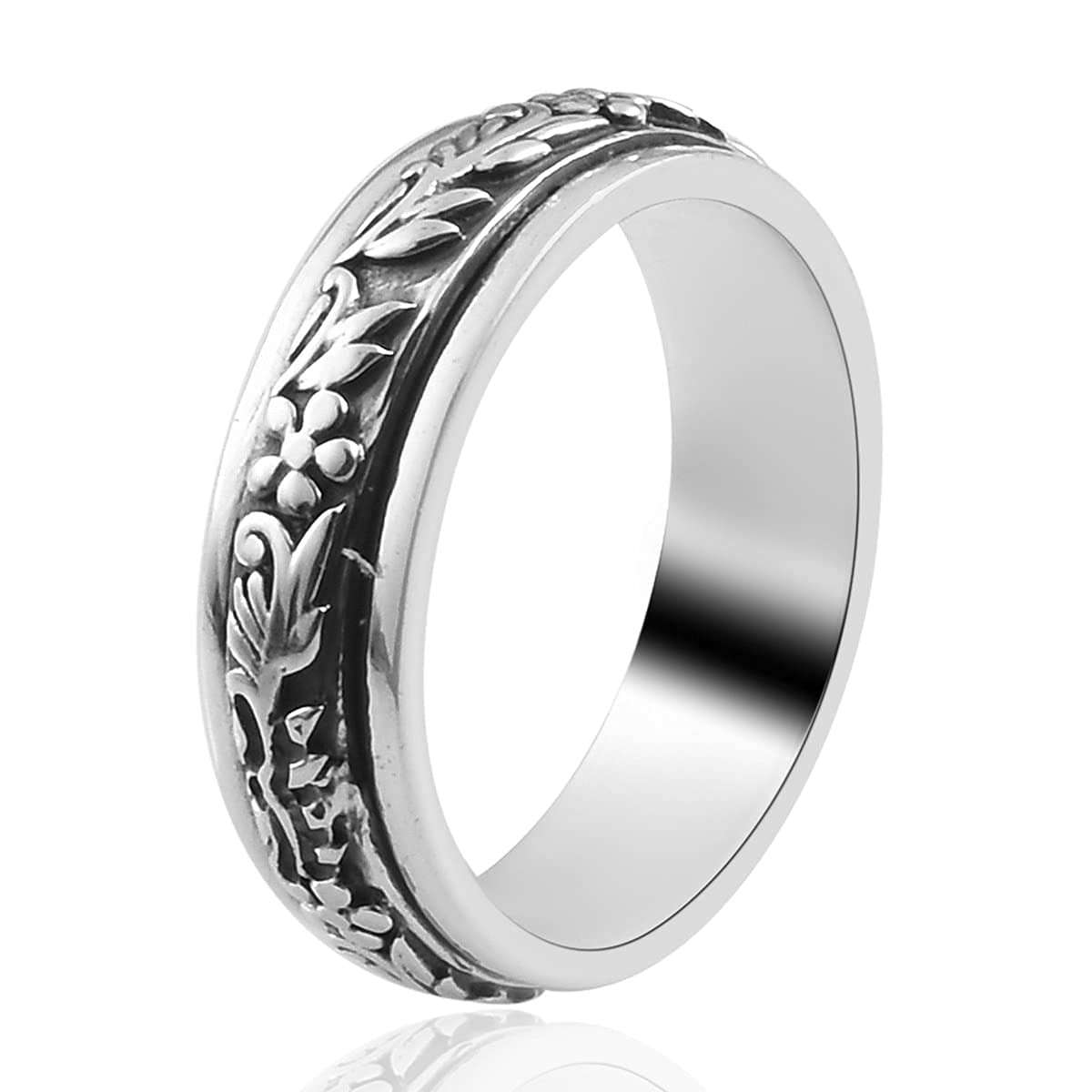 Shop LC Mens Womens Spinner Band Ring 925 Sterling Silver Statement Boho Handmade Jewelry Gifts Stress Relieving Size 10 - Image 5