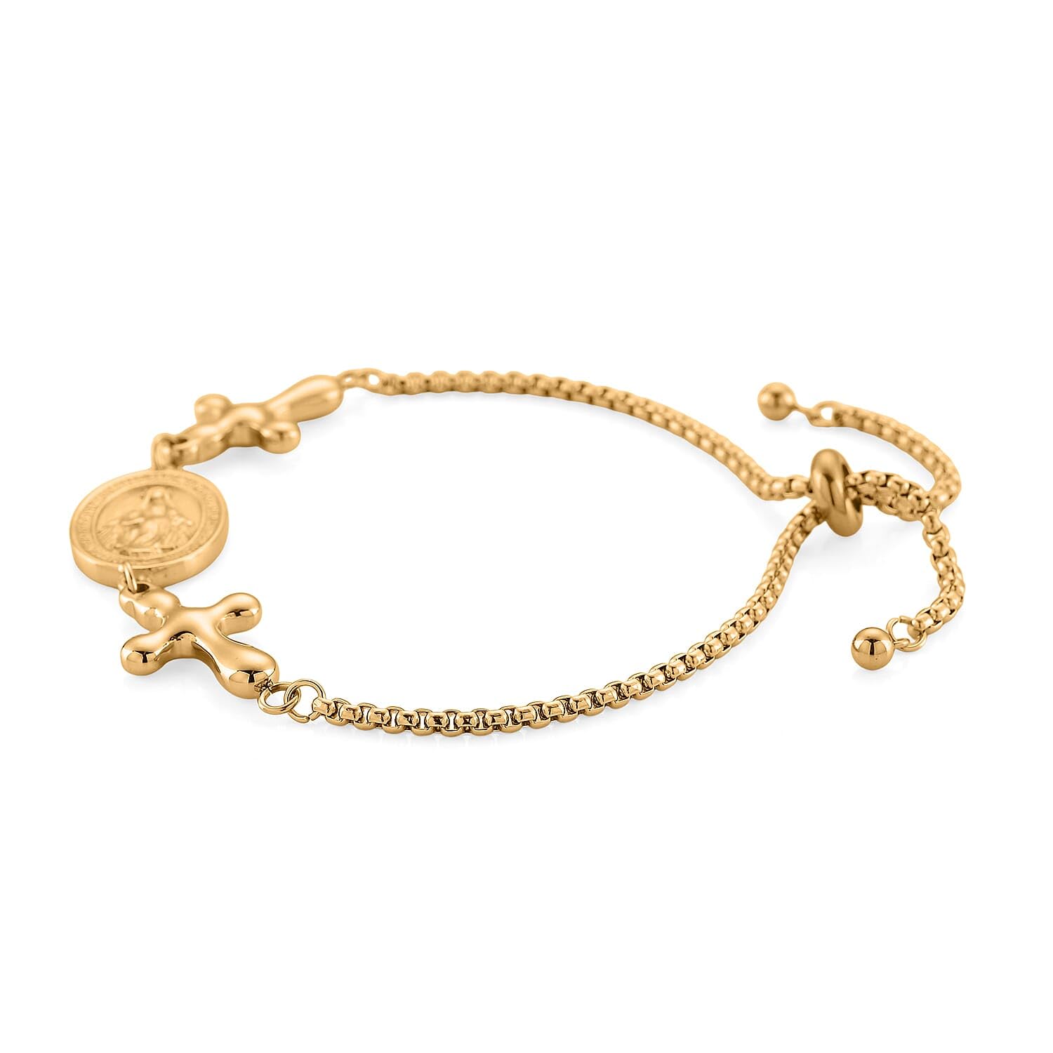 SHOP LC DELIVERING JOY Miraculous Medal Bracelet in ION Plated Yellow Gold Stainless Steel 69In Christmas Gifts - Image 3