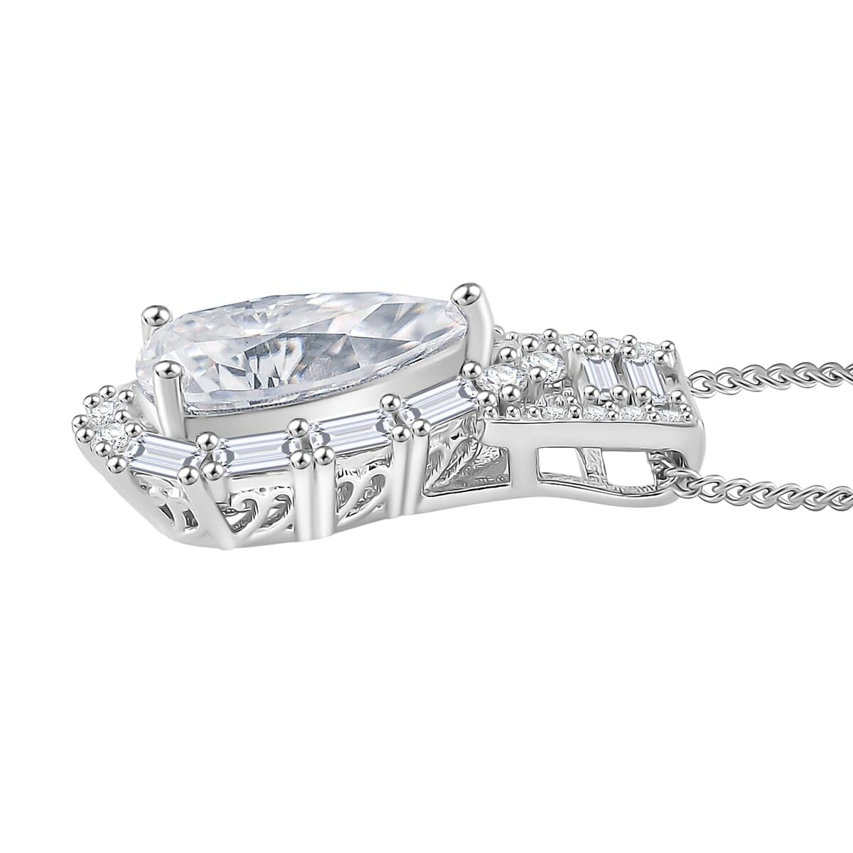 SHOP LC DELIVERING JOY Moissanite 2.60 ctw Pendant Necklace in Rhodium Plated Sterling Silver 20 Inches Birthday Christmas Gifts - Image 3
