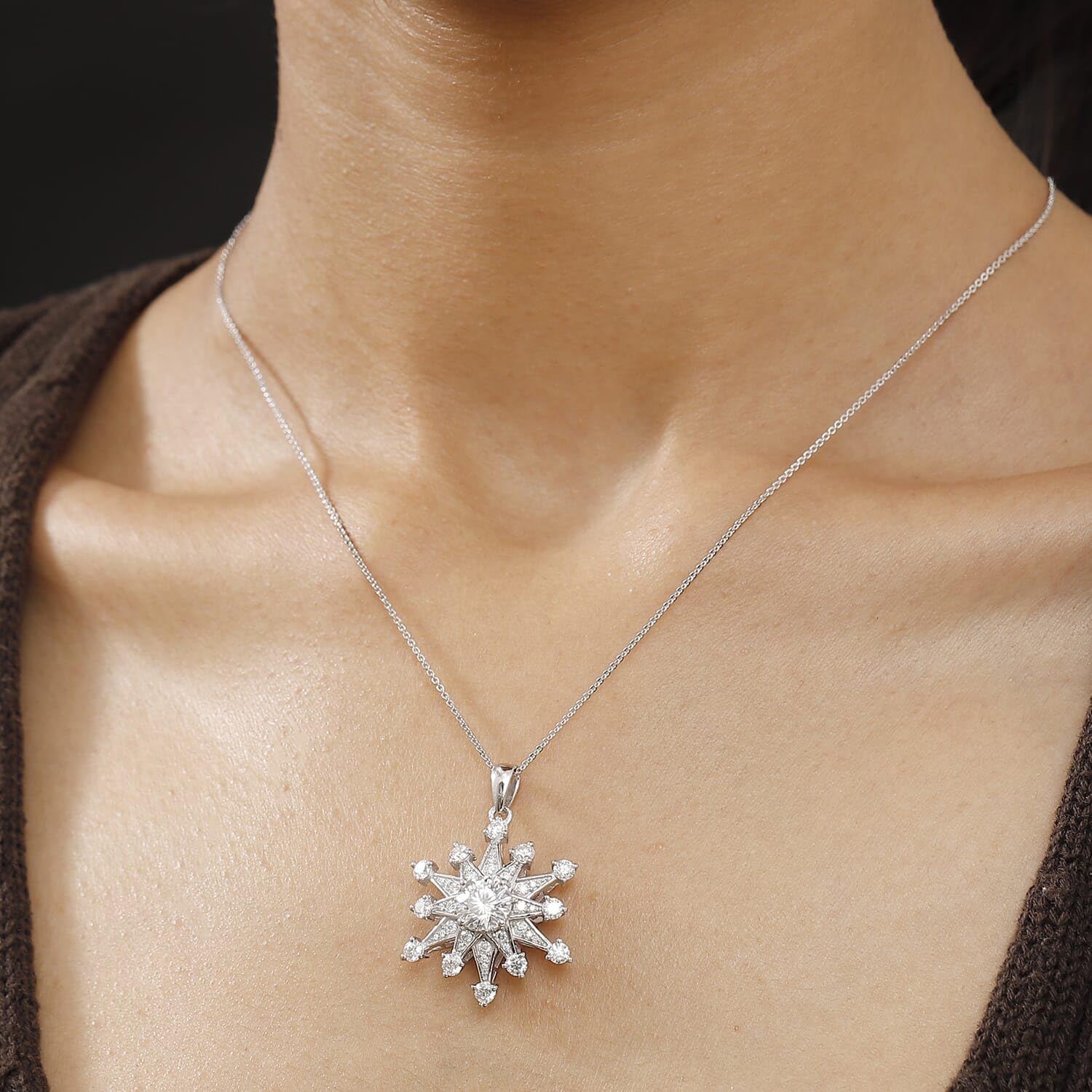 SHOP LC DELIVERING JOY Moissanite 925 Sterling Silver Rhodium Plated Pendant Necklace for Women Jewelry Birthday Gifts Size 20 Inches Ct 2.95 - Image 3