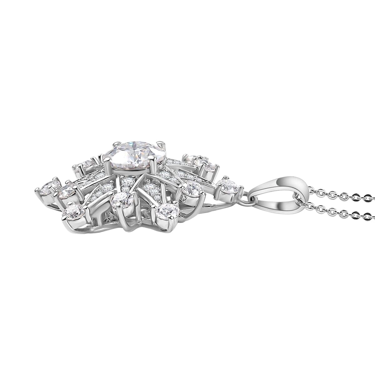 SHOP LC DELIVERING JOY Moissanite 925 Sterling Silver Rhodium Plated Pendant Necklace for Women Jewelry Birthday Gifts Size 20 Inches Ct 2.95 - Image 4