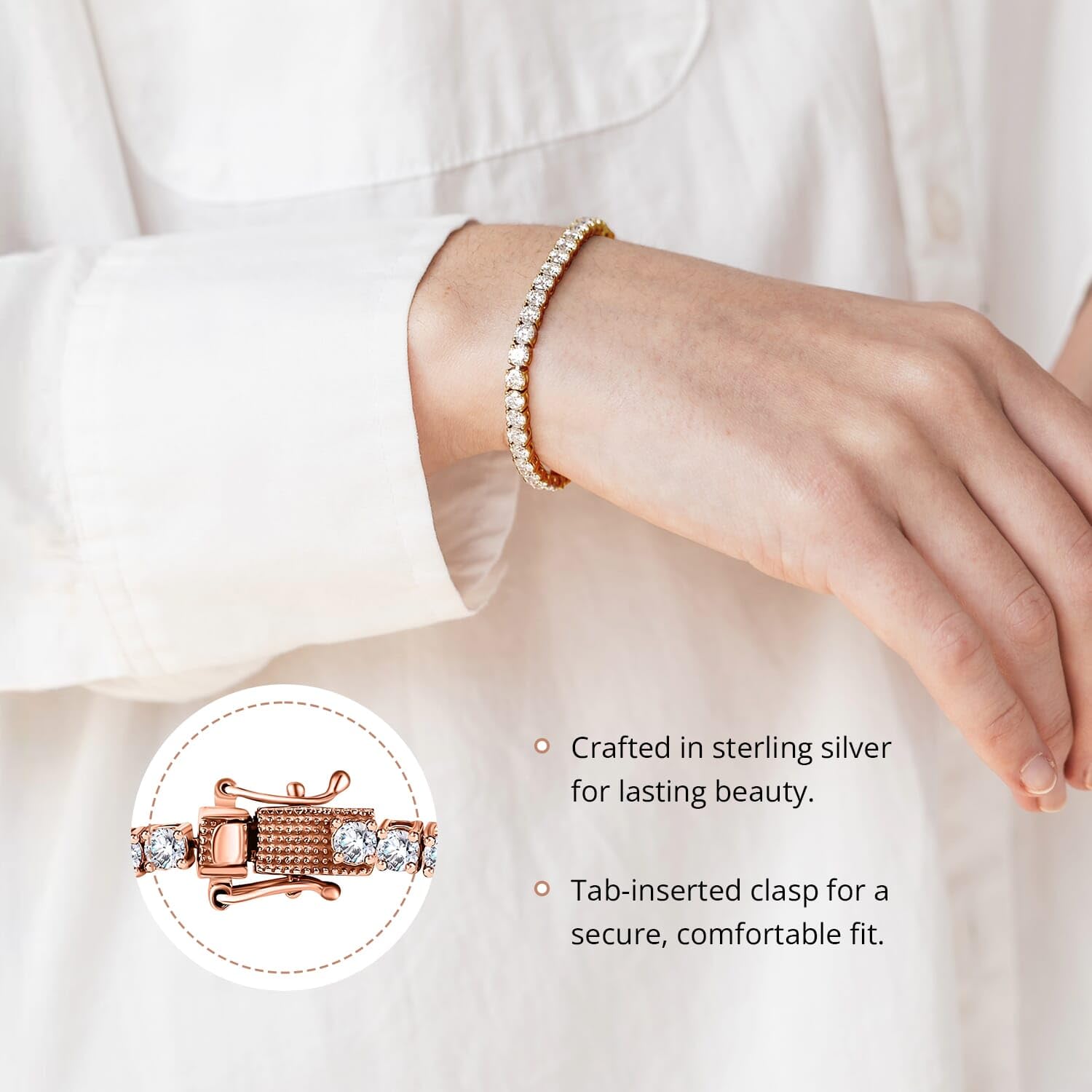 SHOP LC DELIVERING JOY Moissanite Tennis Bracelets for Women Platinum/Gold Over 925 Sterling Silver Moissanite Bracelets for Women (6.50-8.0 In) 4.90 ctw Birthday Christmas Gifts for Women - Image 4