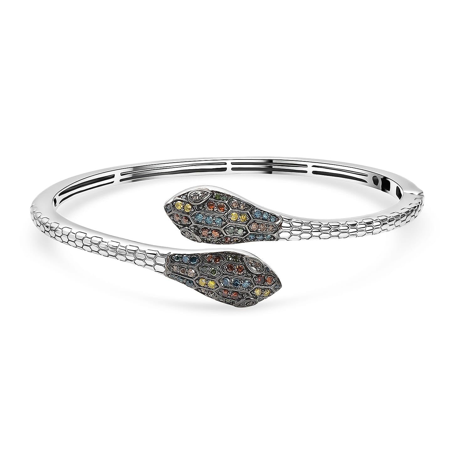 SHOP LC DELIVERING JOY Multi Diamond 1.00 ctw Serpent Bangle Bracelet in Rhodium Over Sterling Silver 7.25 In Christmas Gifts
