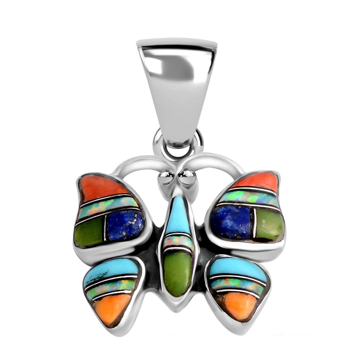 SHOP LC DELIVERING JOY Multi Gemstone Butterfly Pendant in 925 Sterling Silver - Cute Colorful Fashion Jewelry for Women - Christmas Gifts for Her
