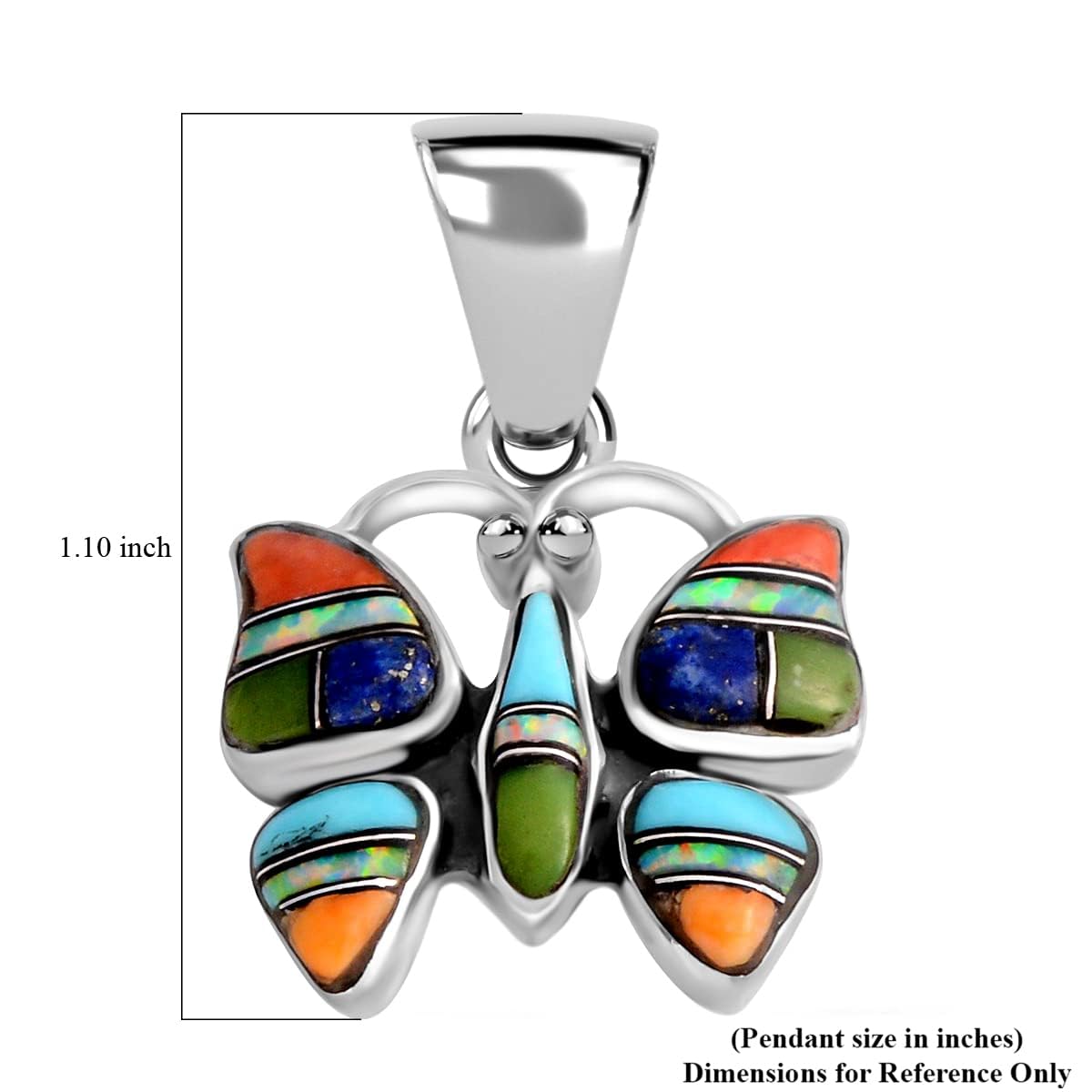 SHOP LC DELIVERING JOY Multi Gemstone Butterfly Pendant in 925 Sterling Silver - Cute Colorful Fashion Jewelry for Women - Christmas Gifts for Her - Image 3