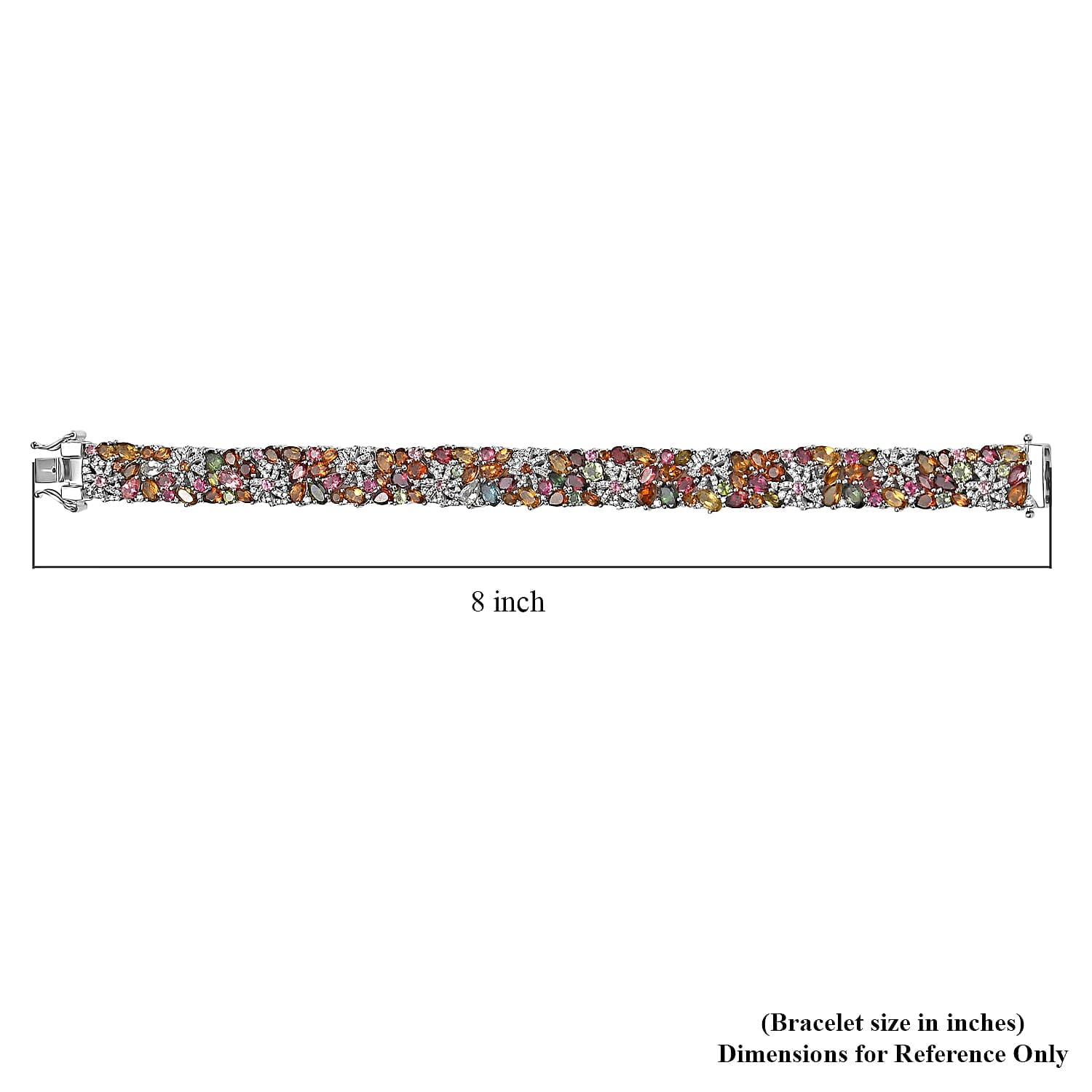 SHOP LC DELIVERING JOY Multi-Tourmaline Moissanite Oval 925 Sterling Silver Rhodium Plated Bracelet for Women Jewelry Birthday Christmas Gifts Size 7.25" Ct 13.72 - Image 5
