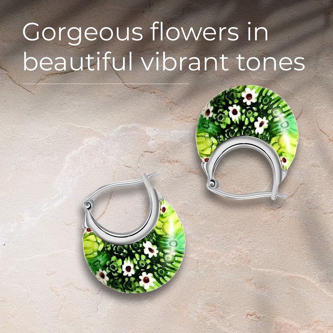 SHOP LC DELIVERING JOY Murano Style Millefiori Glass Colorful Flower Hoop Earrings Butterfly Necklace for Women Murano Glass Jewelry Trendy Gifts - Image 4