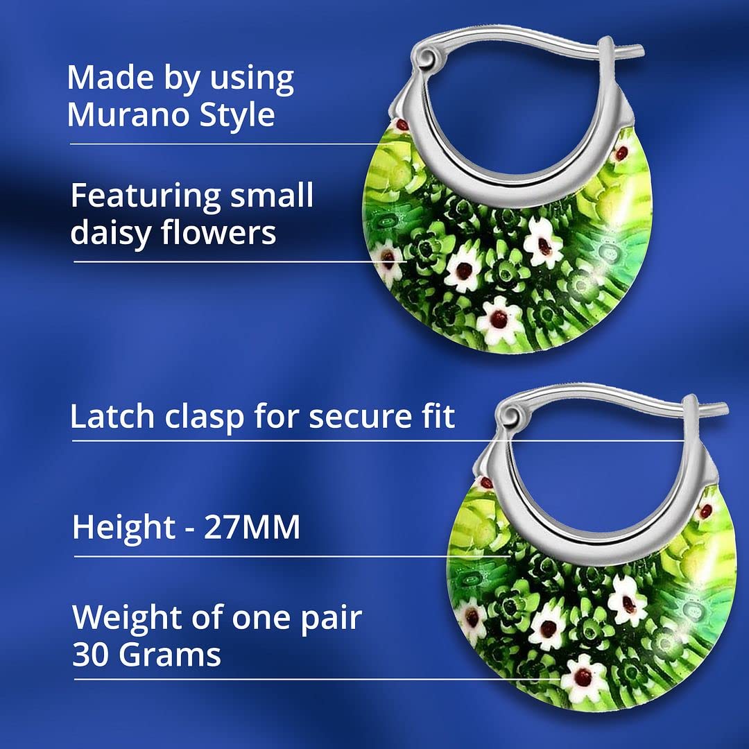SHOP LC DELIVERING JOY Murano Style Millefiori Glass Colorful Flower Hoop Earrings Butterfly Necklace for Women Murano Glass Jewelry Trendy Gifts - Image 6