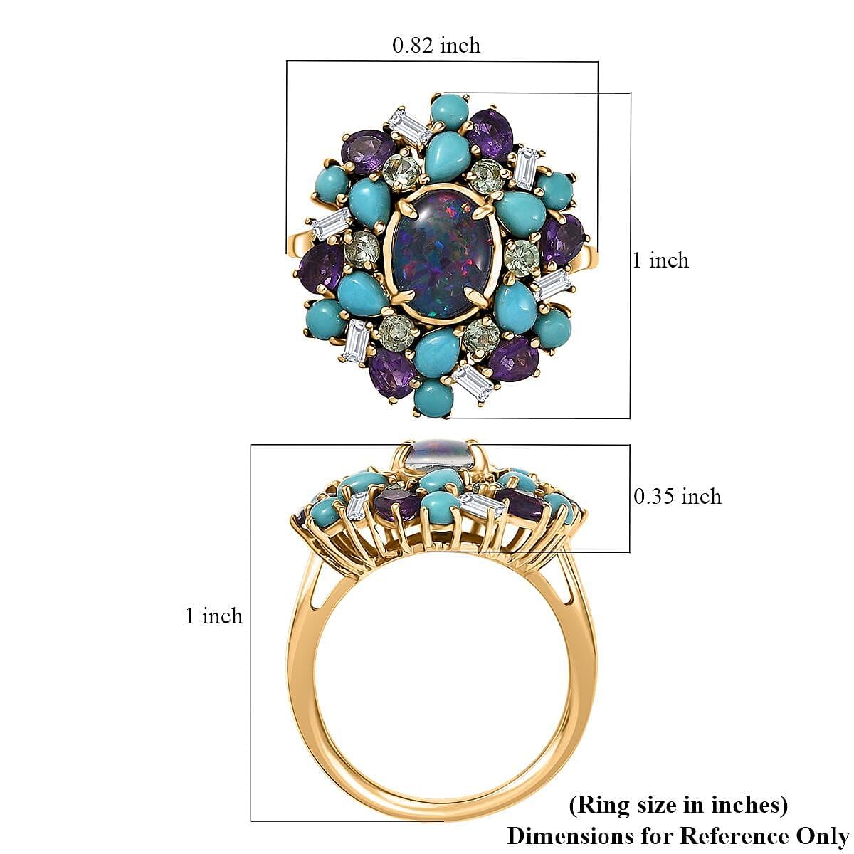 SHOP LC DELIVERING JOY Opal Triplet and Multi Gemstone 4.50 ctw Cosmic Bloom Ring in 18K Vermeil Yellow Gold Over Sterling Silver Size 7 Christmas Gifts - Image 4