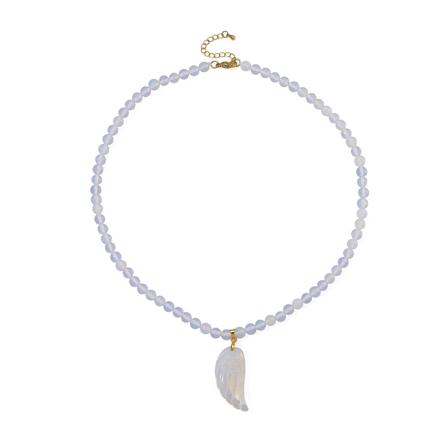 SHOP LC DELIVERING JOY Opalite 110.00 ctw Carved Wing Pendant with Beaded Necklace in Goldtone 18-20 Inches Christmas Gifts - Image 3