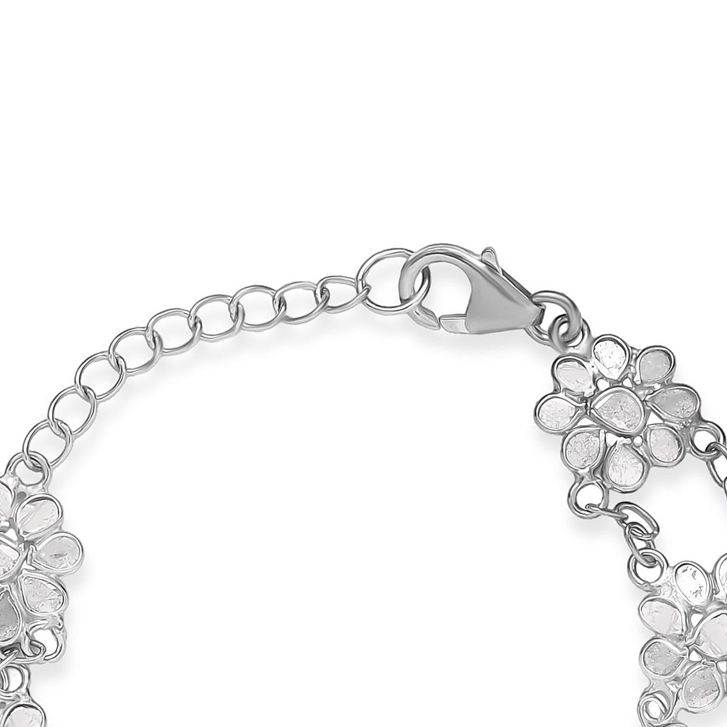 SHOP LC DELIVERING JOY Polki Diamond 2.50 ctw Royal Medallion Bracelet in Rhodium Over Sterling Silver 7.25 In Christmas Gifts - Image 3