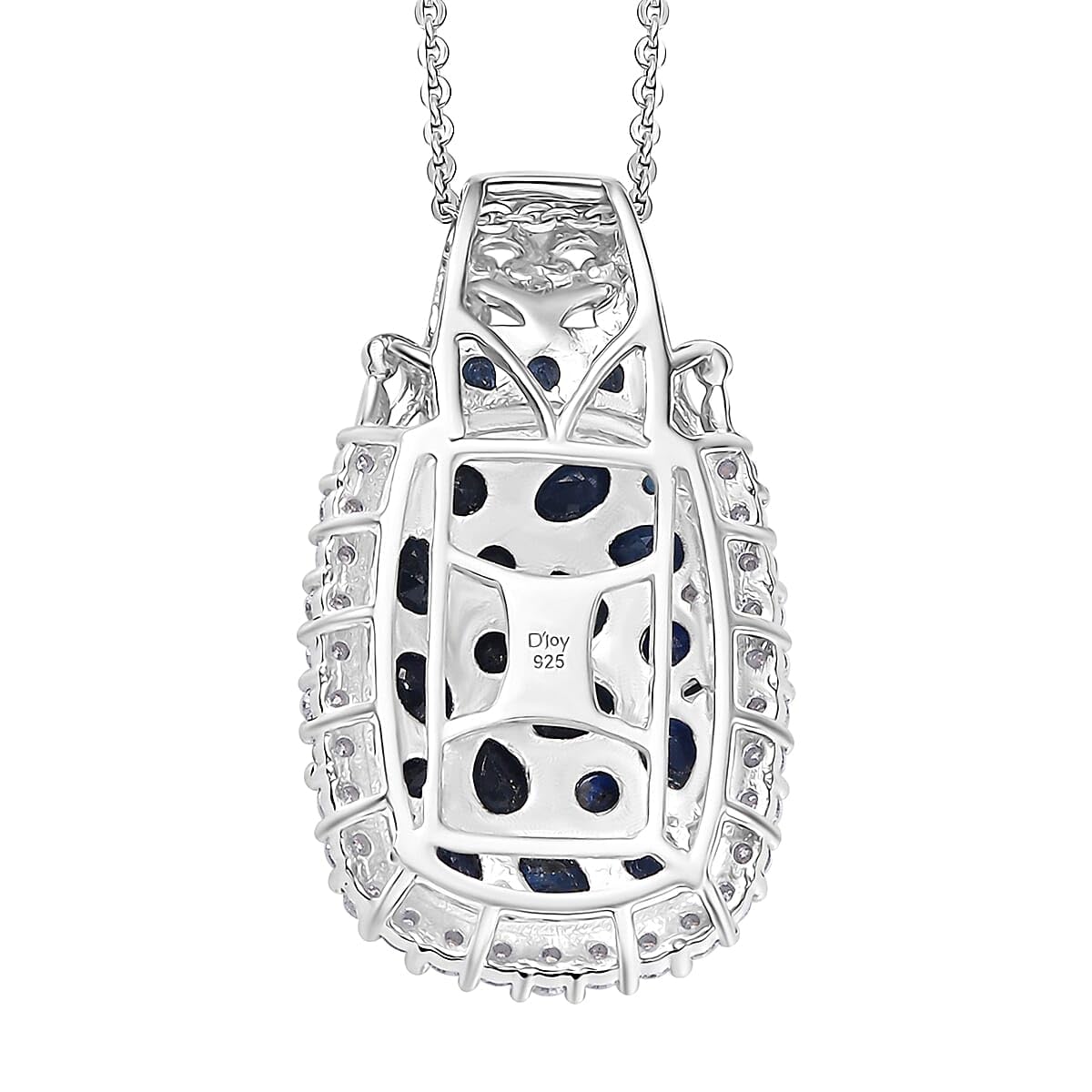 SHOP LC DELIVERING JOY Premium Blue Sapphire and Moissanite 3.25 ctw Gilded Dynasty Pendant Necklace in Rhodium Over Sterling Silver 20 Inches Christmas Gifts - Image 2