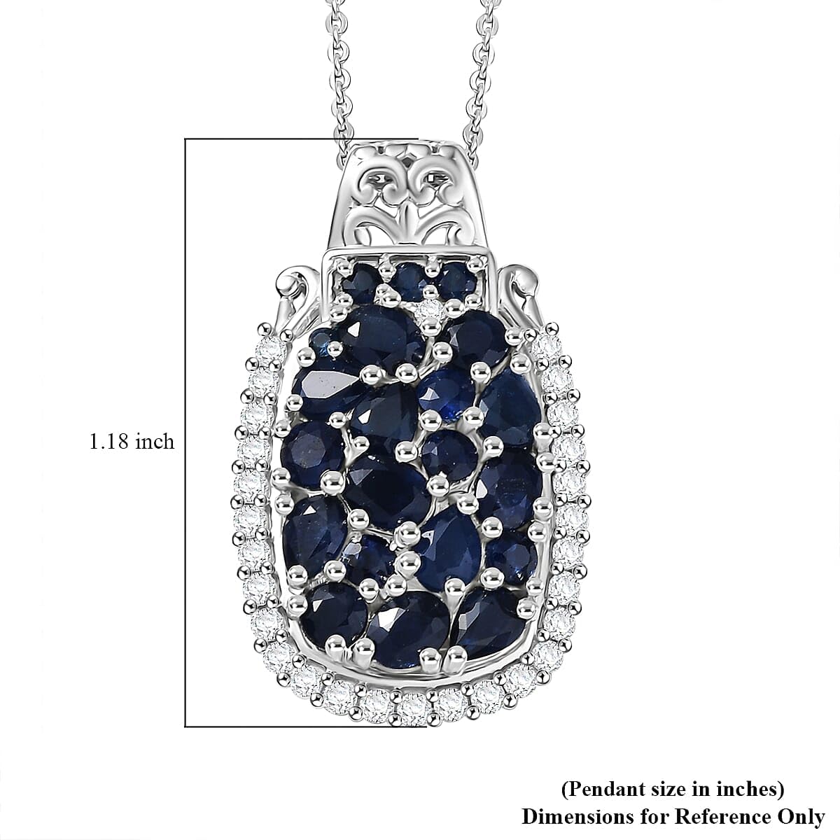 SHOP LC DELIVERING JOY Premium Blue Sapphire and Moissanite 3.25 ctw Gilded Dynasty Pendant Necklace in Rhodium Over Sterling Silver 20 Inches Christmas Gifts - Image 3