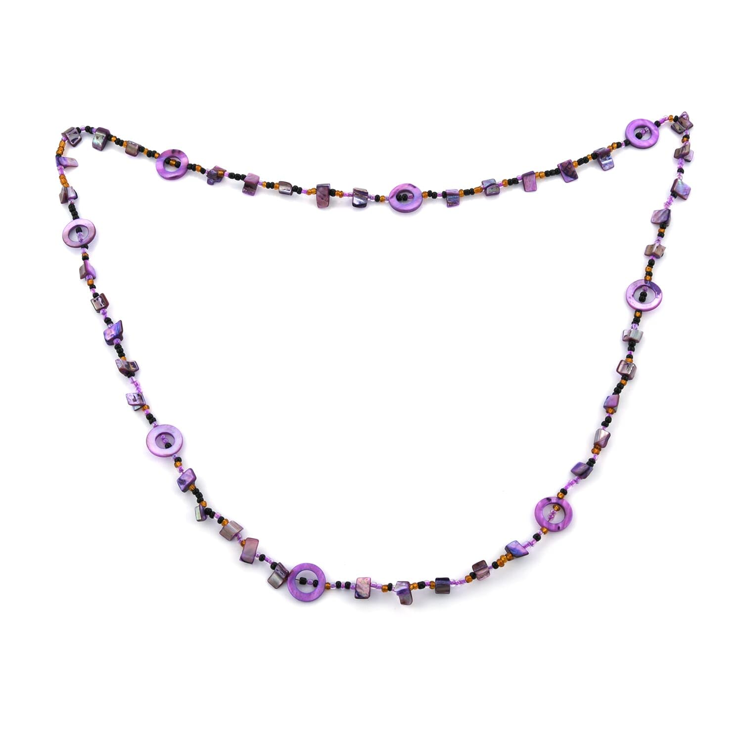 SHOP LC DELIVERING JOY Purple Multi Color Seed Bead Stone Chips Beaded Necklace for Women Jewelry Birthday Christmas Gifts for Women Size 40" Ct 0.01
