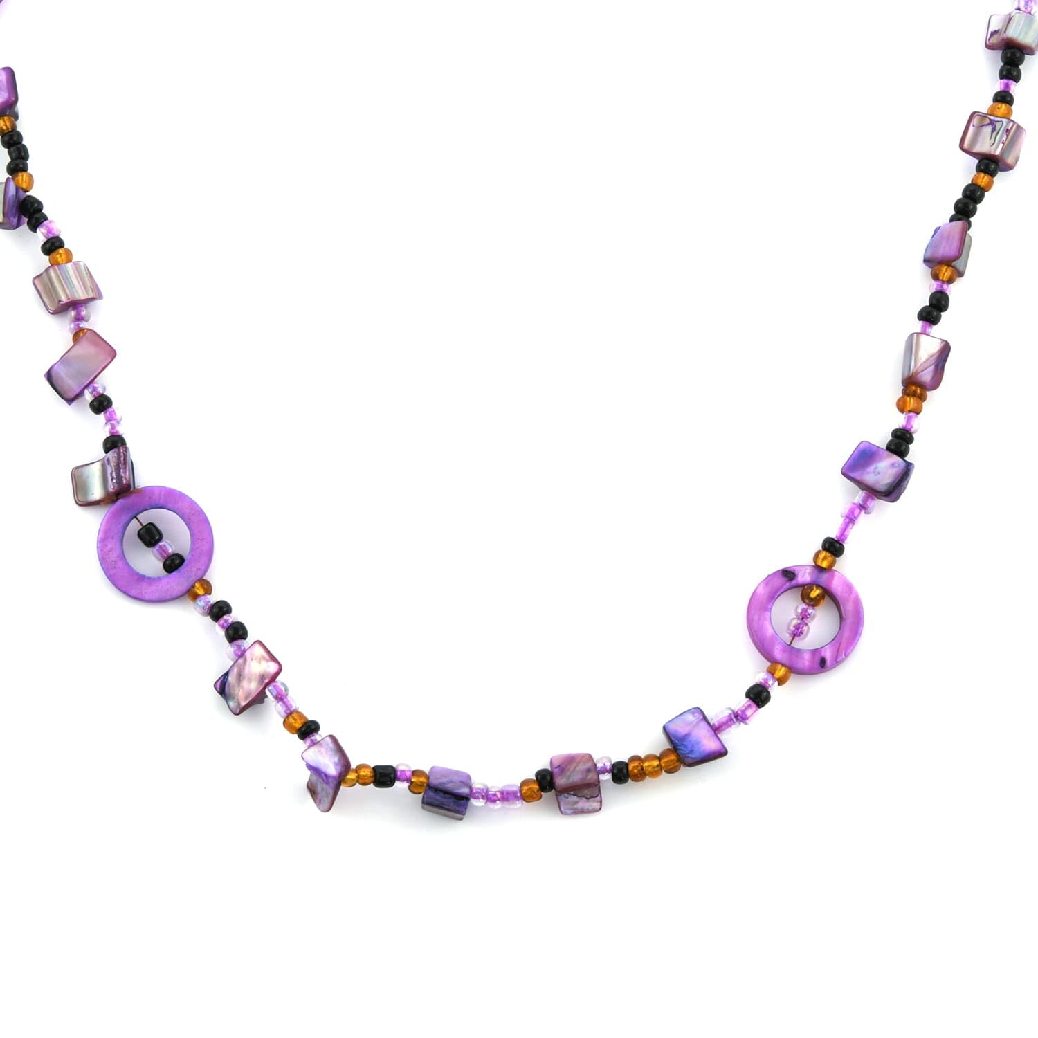 SHOP LC DELIVERING JOY Purple Multi Color Seed Bead Stone Chips Beaded Necklace for Women Jewelry Birthday Christmas Gifts for Women Size 40" Ct 0.01 - Image 4