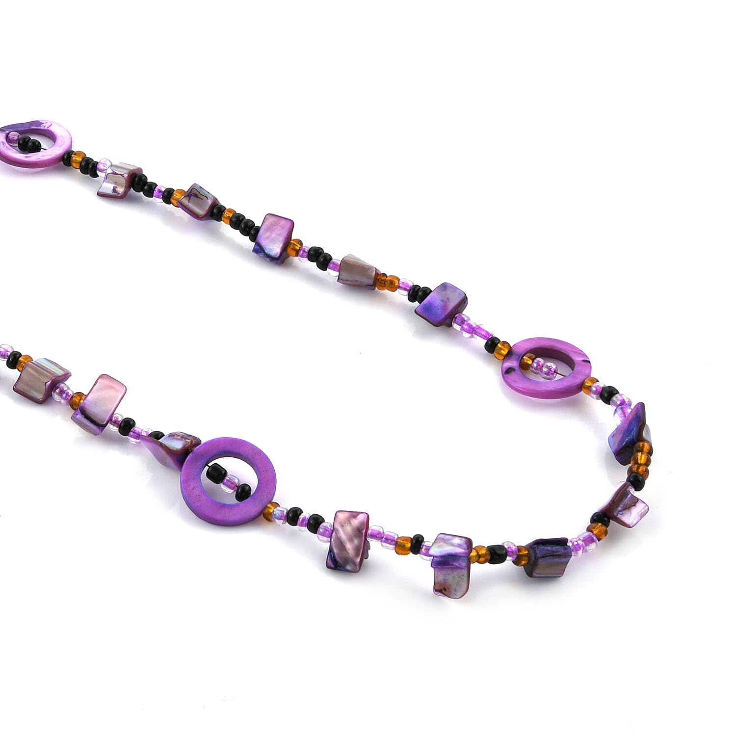SHOP LC DELIVERING JOY Purple Multi Color Seed Bead Stone Chips Beaded Necklace for Women Jewelry Birthday Christmas Gifts for Women Size 40" Ct 0.01 - Image 5