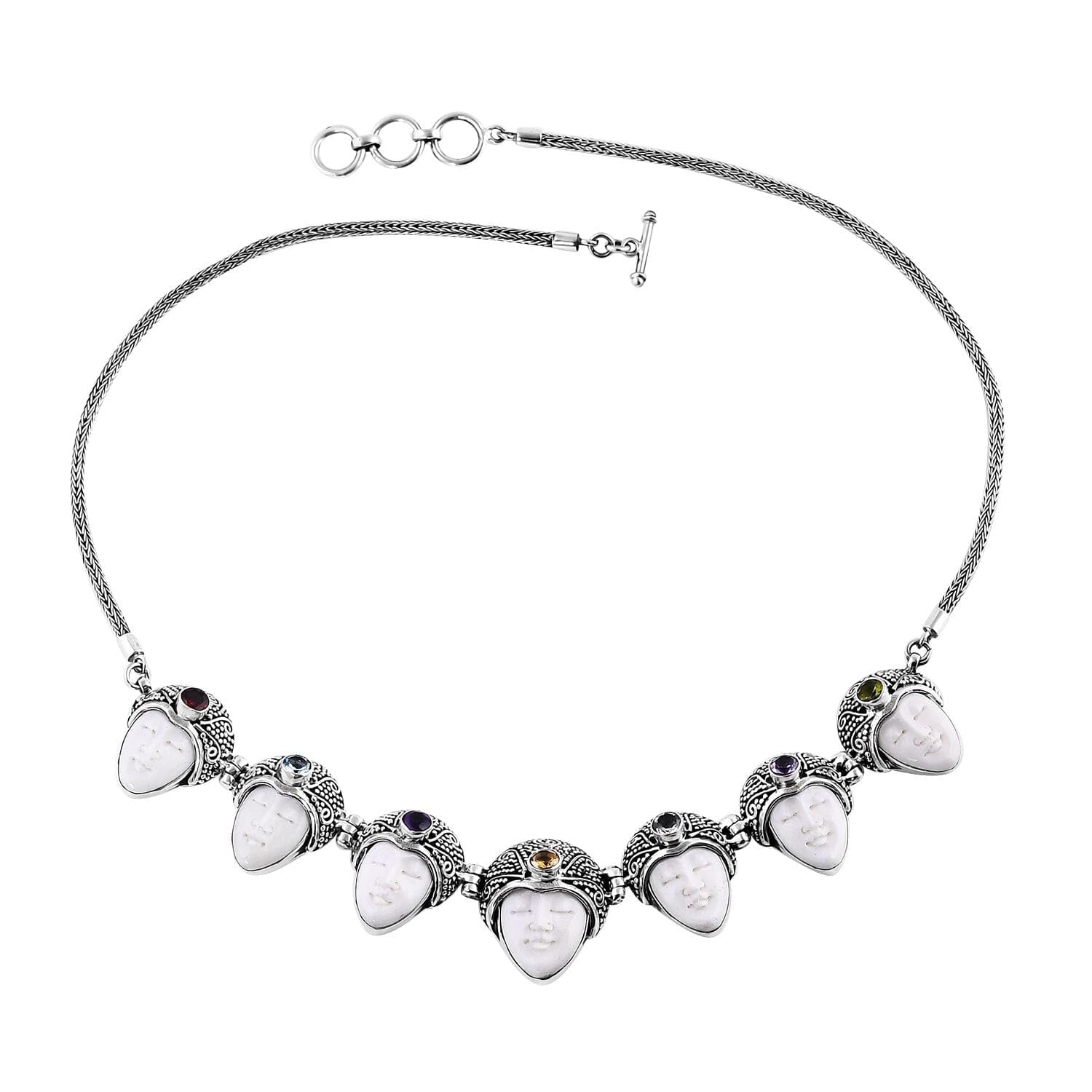 SHOP LC DELIVERING JOY Red Garnet Multi Gemstone 925 Sterling Silver Princess Necklace for Women Jewelry Birthday Christmas Gifts Size 20" Ct 2.87