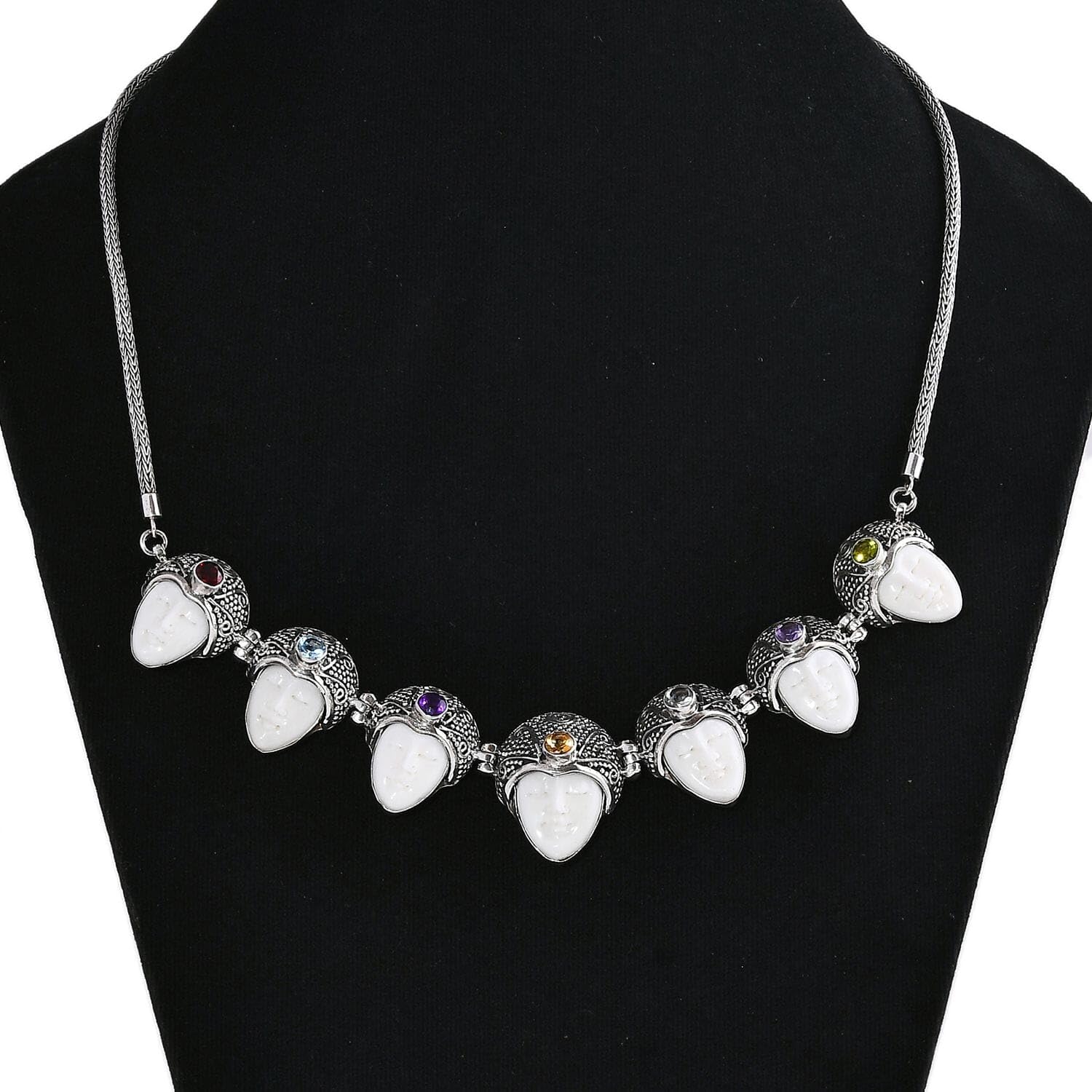 SHOP LC DELIVERING JOY Red Garnet Multi Gemstone 925 Sterling Silver Princess Necklace for Women Jewelry Birthday Christmas Gifts Size 20" Ct 2.87 - Image 3