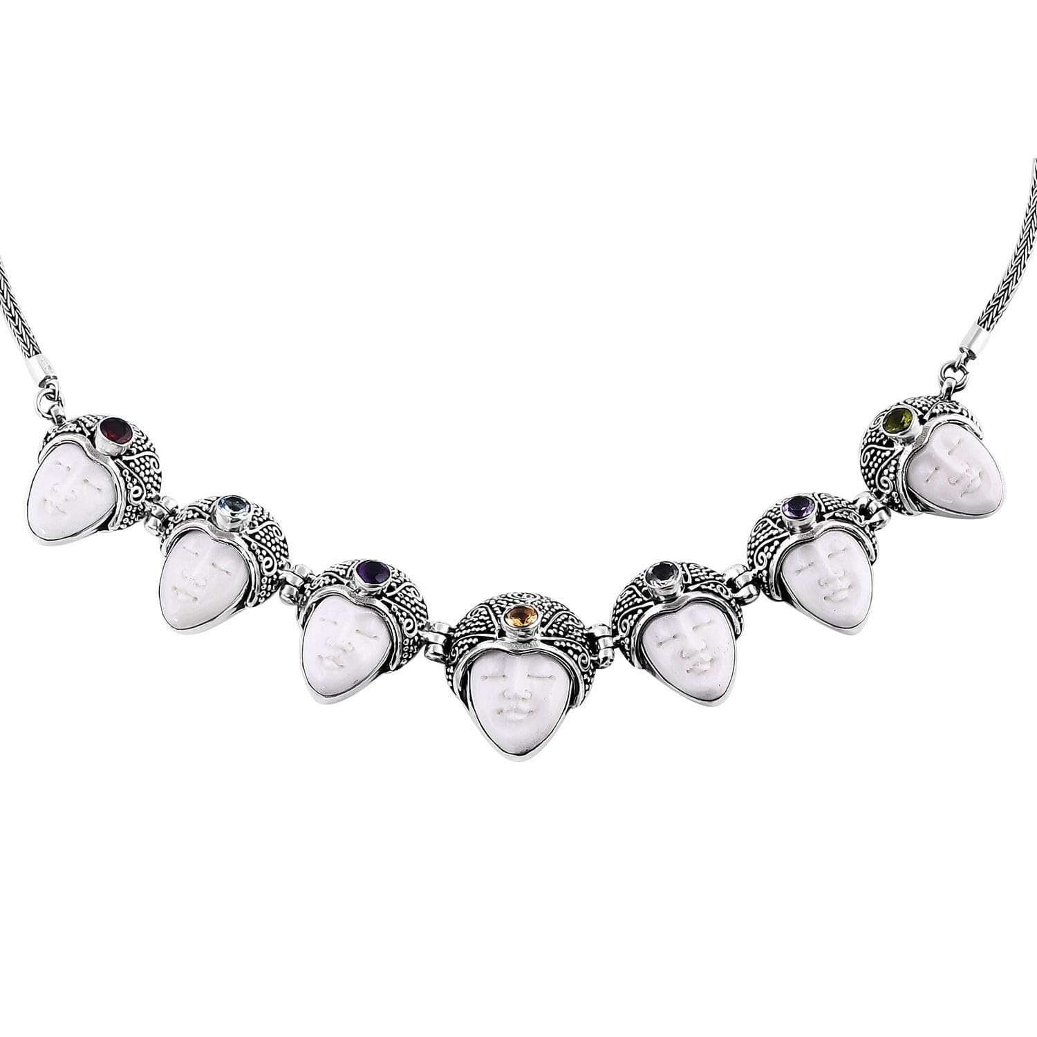 SHOP LC DELIVERING JOY Red Garnet Multi Gemstone 925 Sterling Silver Princess Necklace for Women Jewelry Birthday Christmas Gifts Size 20" Ct 2.87 - Image 4