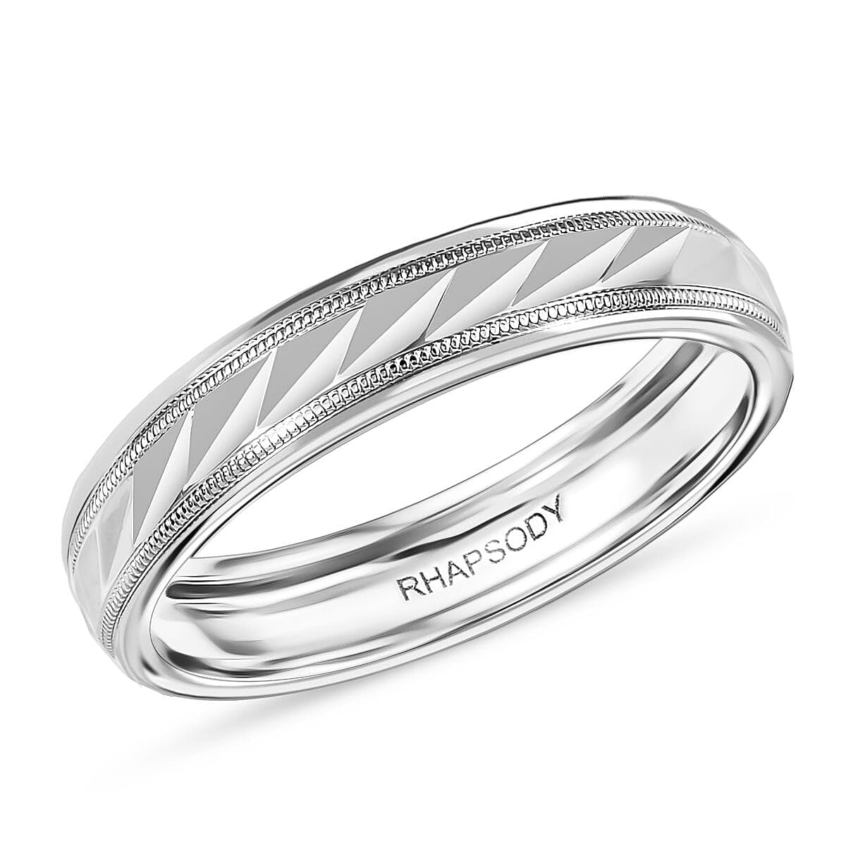 SHOP LC DELIVERING JOY Rhapsody 950 Platinum Diamond-Cut Timeless Harmony Band Ring Size 7 5.15 Grams Christmas Gifts