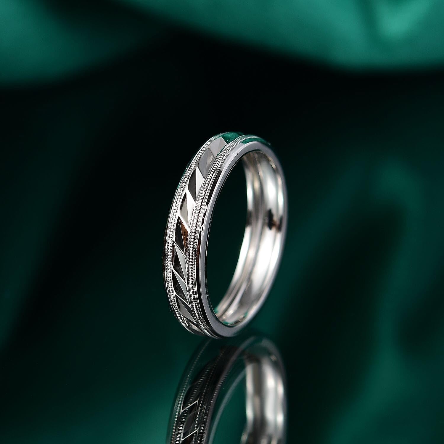 SHOP LC DELIVERING JOY Rhapsody 950 Platinum Diamond-Cut Timeless Harmony Band Ring Size 7 5.15 Grams Christmas Gifts - Image 2