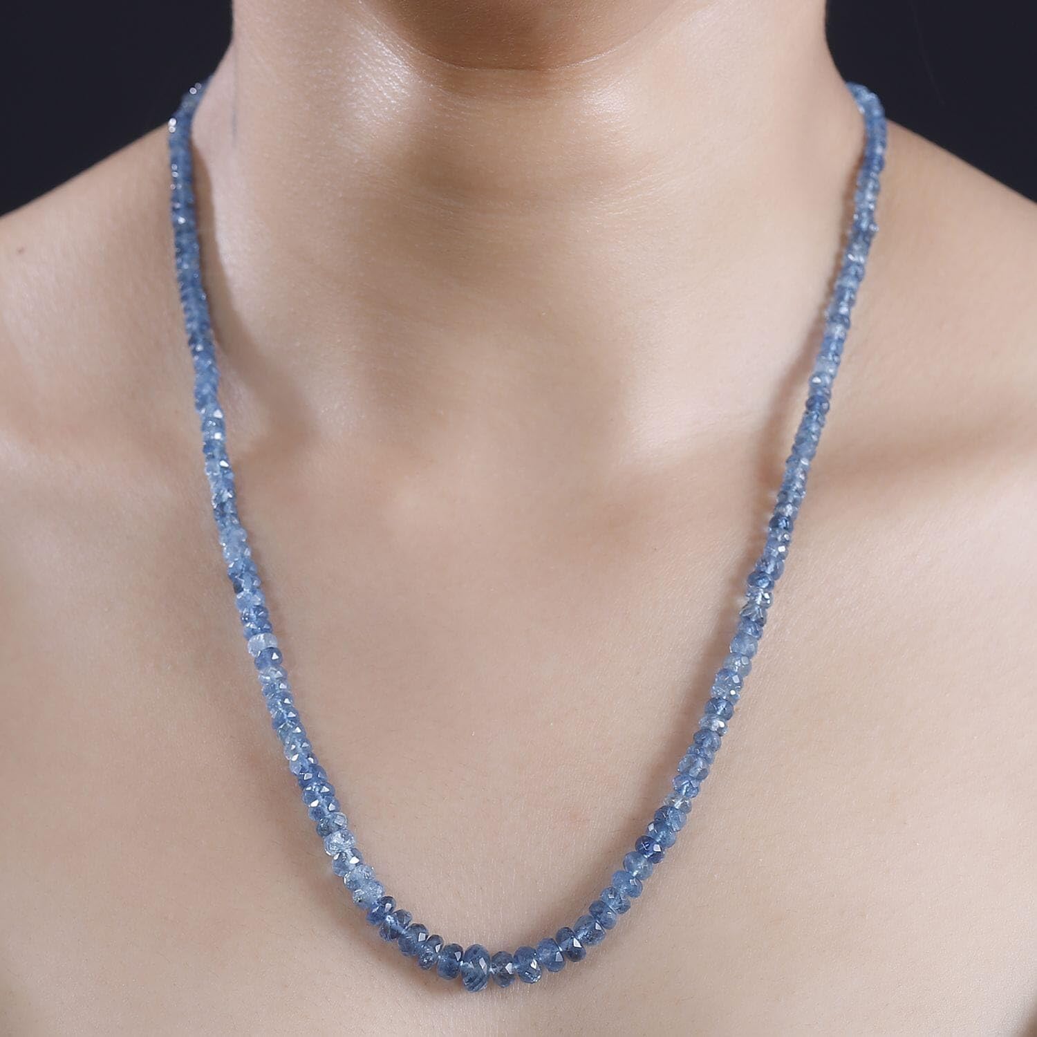 SHOP LC DELIVERING JOY RHAPSODY AAAA Blue Aquamarine Round 950 Platinum Beaded Necklace for Women Jewelry Birthday Christmas Gifts Size 18-20" Ct 60.02 - Image 3