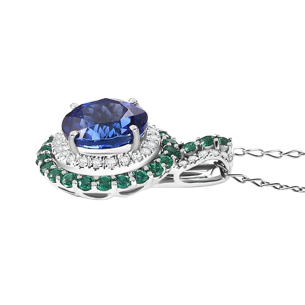 SHOP LC DELIVERING JOY RHAPSODY AAAA Blue Tanzanite Emerald Round 950 Platinum Pendant Necklace for Women Jewelry Birthday Christmas Gifts Size 18" Ct 3.34 E-F Color VS Clarity - Image 4