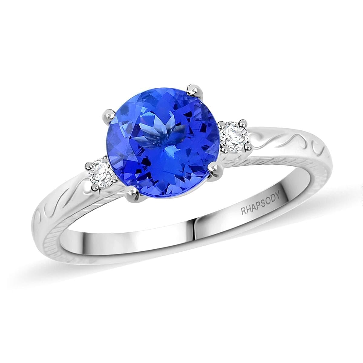 SHOP LC DELIVERING JOY RHAPSODY AAAA Blue Tanzanite White Diamond 950 Platinum Ring for Women Jewelry Ct 2.07 E-F Color VS Clarity Birthday Christmas Gifts