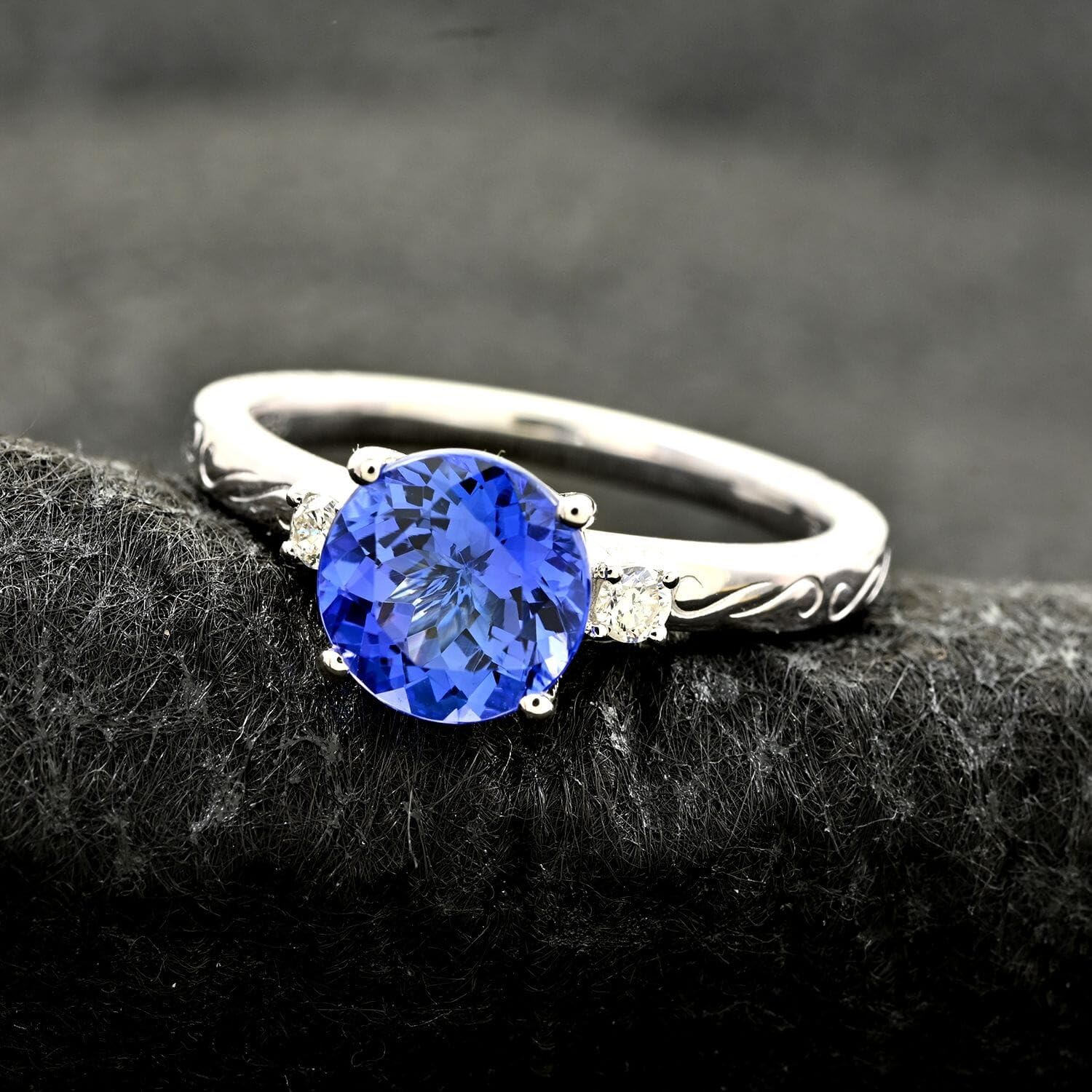 SHOP LC DELIVERING JOY RHAPSODY AAAA Blue Tanzanite White Diamond 950 Platinum Ring for Women Jewelry Ct 2.07 E-F Color VS Clarity Birthday Christmas Gifts - Image 2