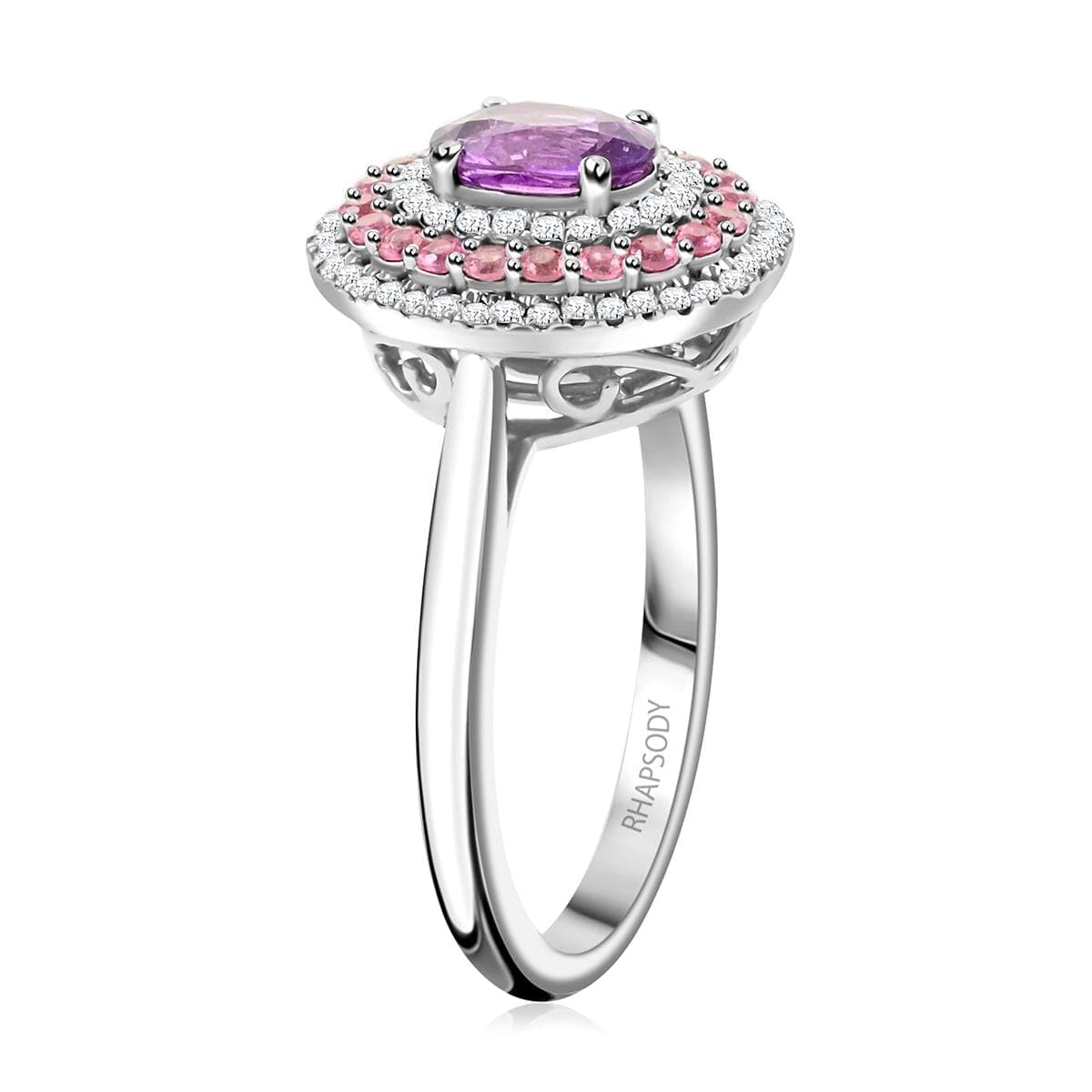 SHOP LC DELIVERING JOY RHAPSODY AAAA Purple Sapphire Pink Spinel Oval 950 Platinum Halo Ring for Women Jewelry Size 6 Ct 1.36 E-F Color VS Clarity Birthday Christmas Gifts - Image 4