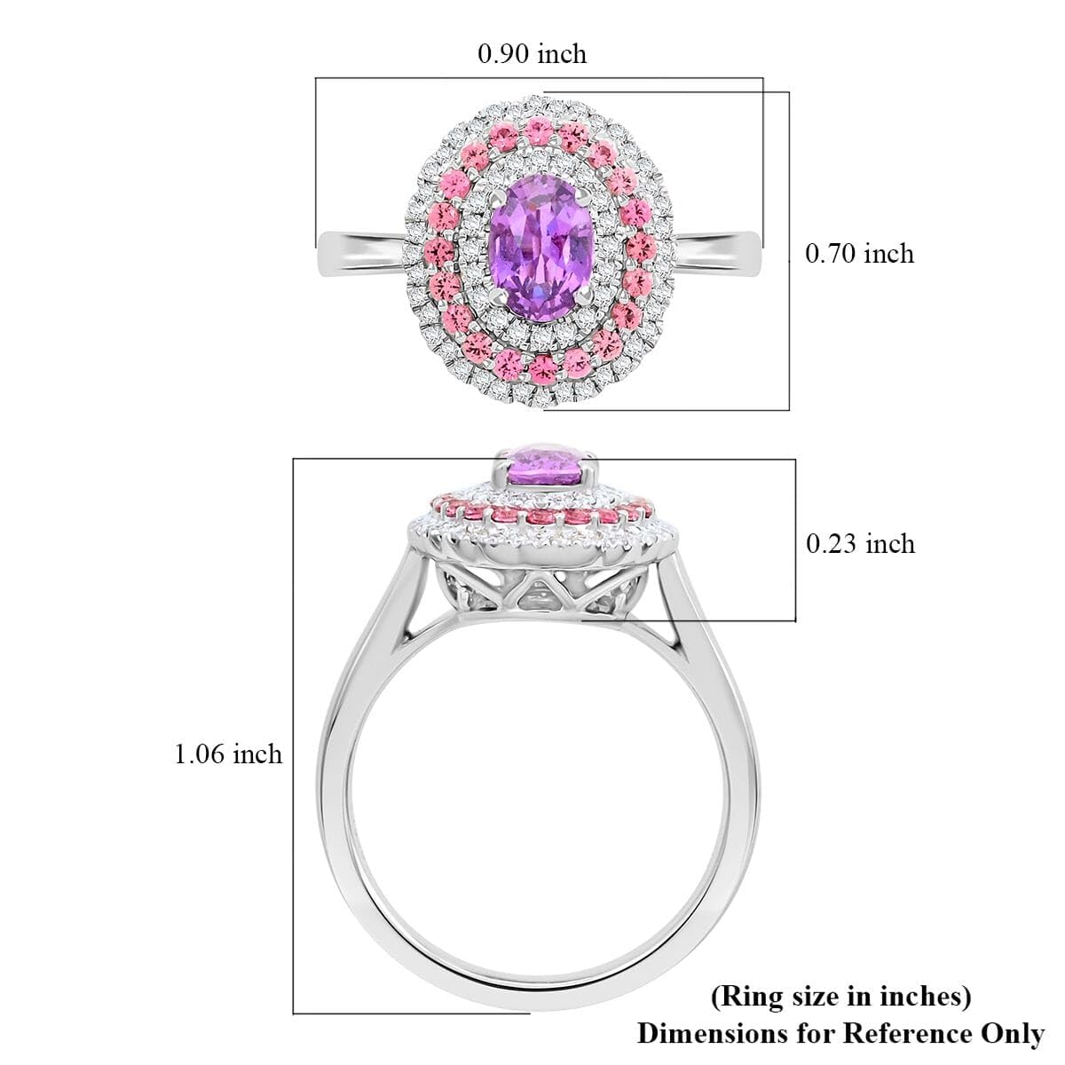 SHOP LC DELIVERING JOY RHAPSODY AAAA Purple Sapphire Pink Spinel Oval 950 Platinum Halo Ring for Women Jewelry Size 6 Ct 1.36 E-F Color VS Clarity Birthday Christmas Gifts - Image 6