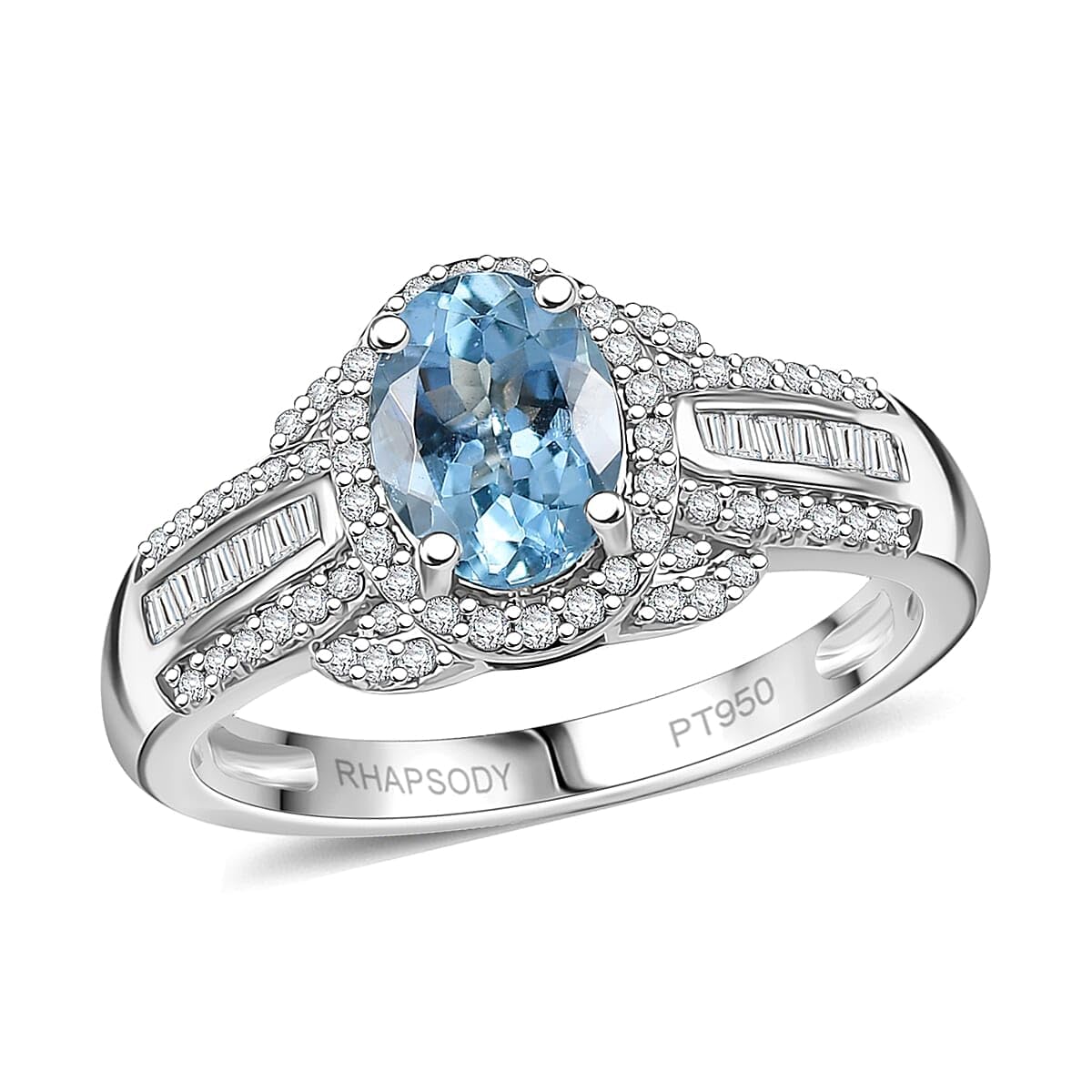 SHOP LC DELIVERING JOY Rhapsody AAAA Santa Maria Aquamarine and E-F VS2 Diamond 1.50 ctw Aquatic Majesty Ring in 950 Platinum Size 9 Christmas Gifts