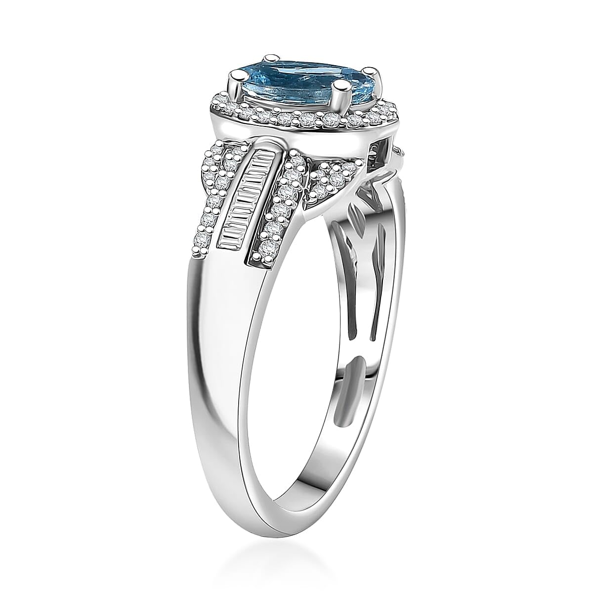 SHOP LC DELIVERING JOY Rhapsody AAAA Santa Maria Aquamarine and E-F VS2 Diamond 1.50 ctw Aquatic Majesty Ring in 950 Platinum Size 9 Christmas Gifts - Image 2