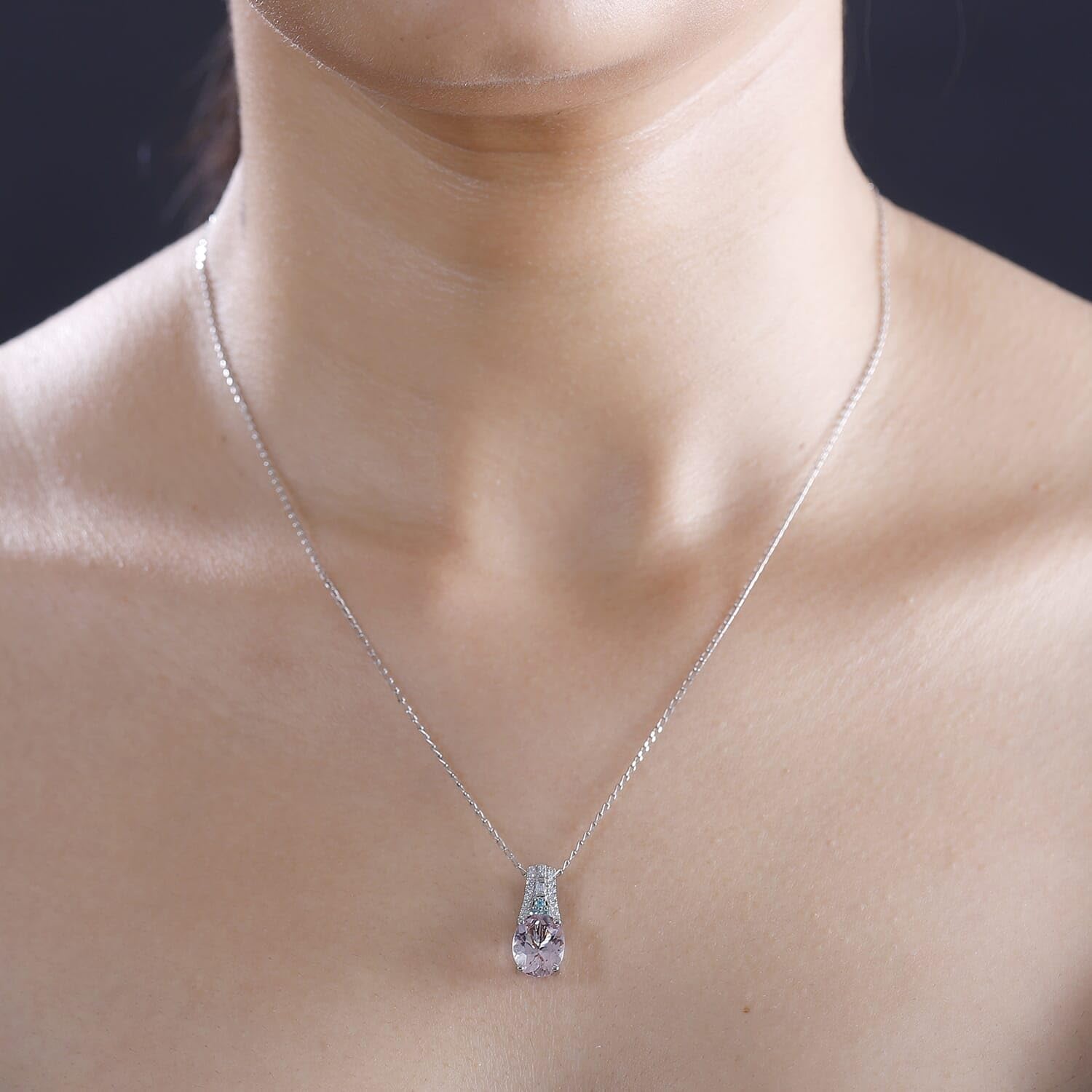 SHOP LC DELIVERING JOY RHAPSODY AAAA Tourmaline Pink Morganite White Diamond Oval 950 Platinum Pendant Necklace for Women Jewelry Birthday Christmas Gifts Size 20 Inches Ct 2.13 E-F Color VS Clarity - Image 3