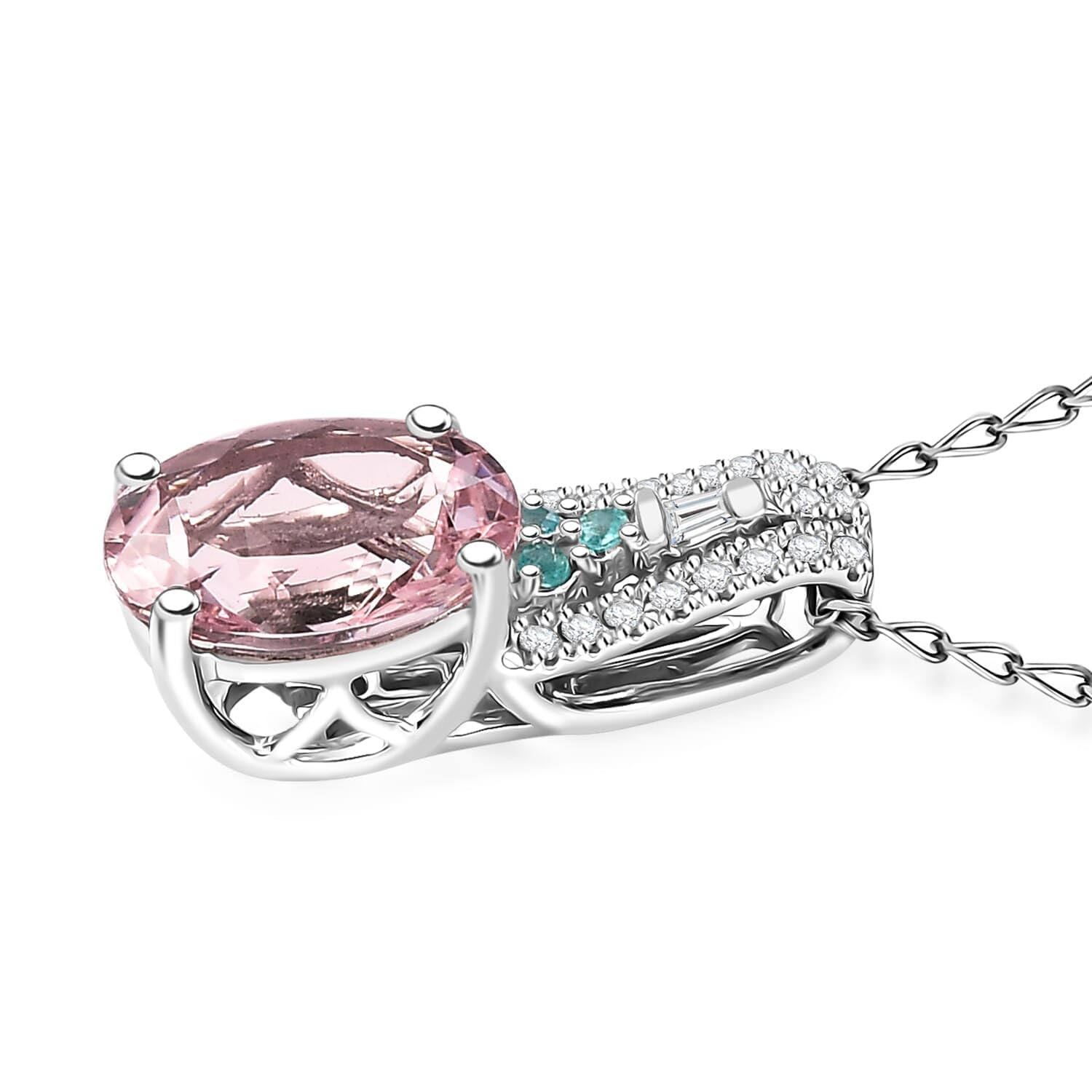SHOP LC DELIVERING JOY RHAPSODY AAAA Tourmaline Pink Morganite White Diamond Oval 950 Platinum Pendant Necklace for Women Jewelry Birthday Christmas Gifts Size 20 Inches Ct 2.13 E-F Color VS Clarity - Image 4