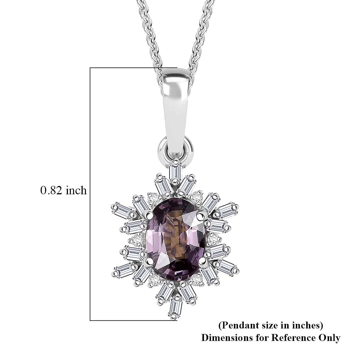 SHOP LC DELIVERING JOY Royal Lavender Spinel and Diamond 1.10 ctw Royal Rays Pendant Necklace in Rhodium Over Sterling Silver 20 Inches Christmas Gifts - Image 3