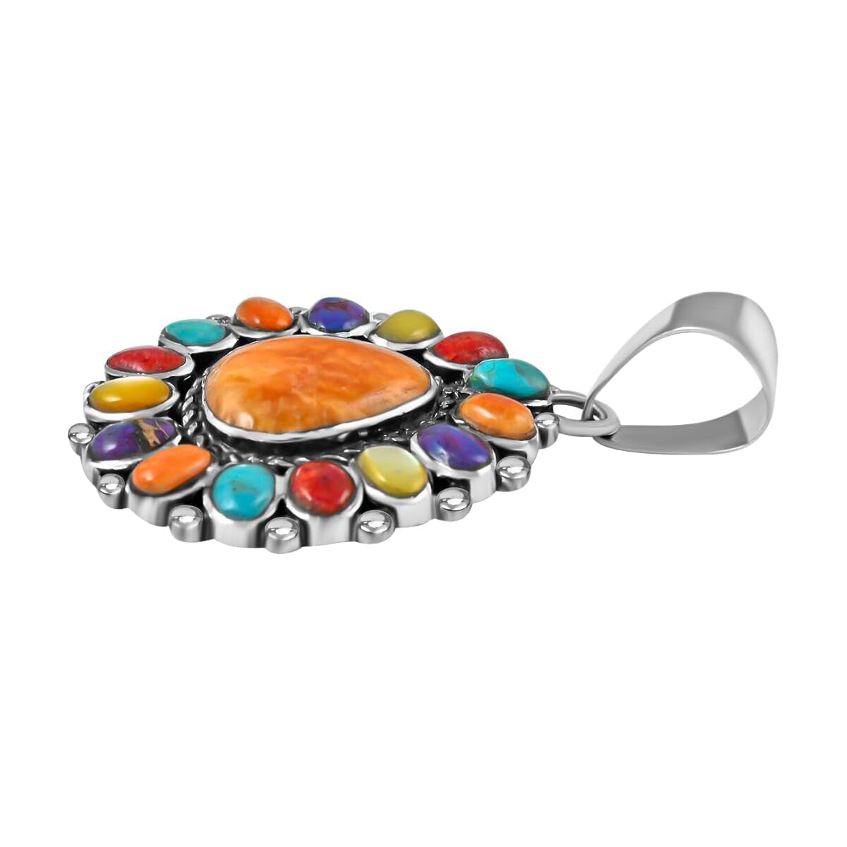 SHOP LC DELIVERING JOY Santa Fe Style 925 Sterling Silver Multi Turquoise Pendant for Women Jewelry Birthday Christmas Gifts for Women - Image 4