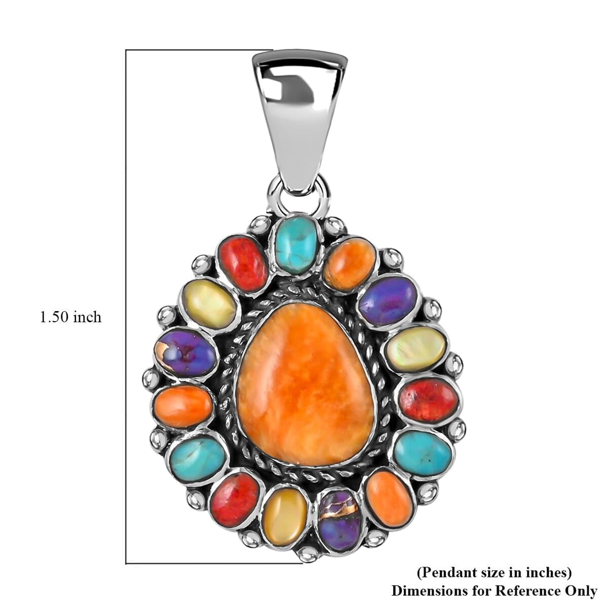 SHOP LC DELIVERING JOY Santa Fe Style 925 Sterling Silver Multi Turquoise Pendant for Women Jewelry Birthday Christmas Gifts for Women - Image 5