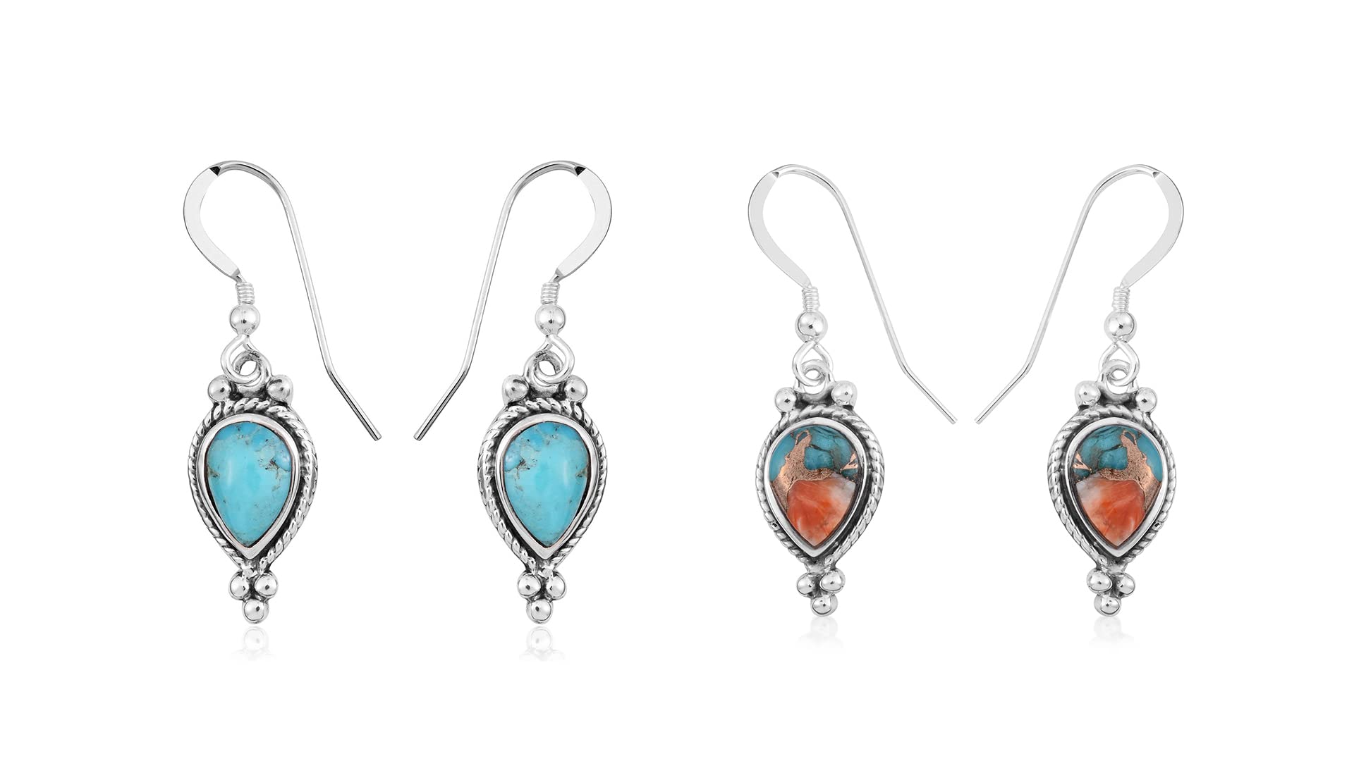 SHOP LC DELIVERING JOY SANTA FE Style Turquoise Southwest Western Gemstone Jewelry Dangle Drop Earrings 925 Sterling Silver Oxidized Boho Fashion Birthday Gifts For Women