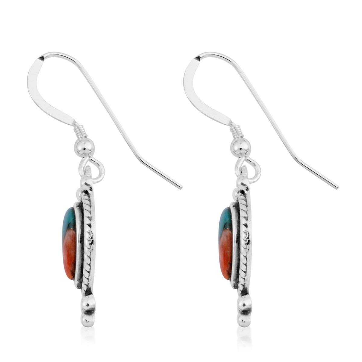 SHOP LC DELIVERING JOY SANTA FE Style Turquoise Southwest Western Gemstone Jewelry Dangle Drop Earrings 925 Sterling Silver Oxidized Boho Fashion Birthday Gifts For Women - Image 3