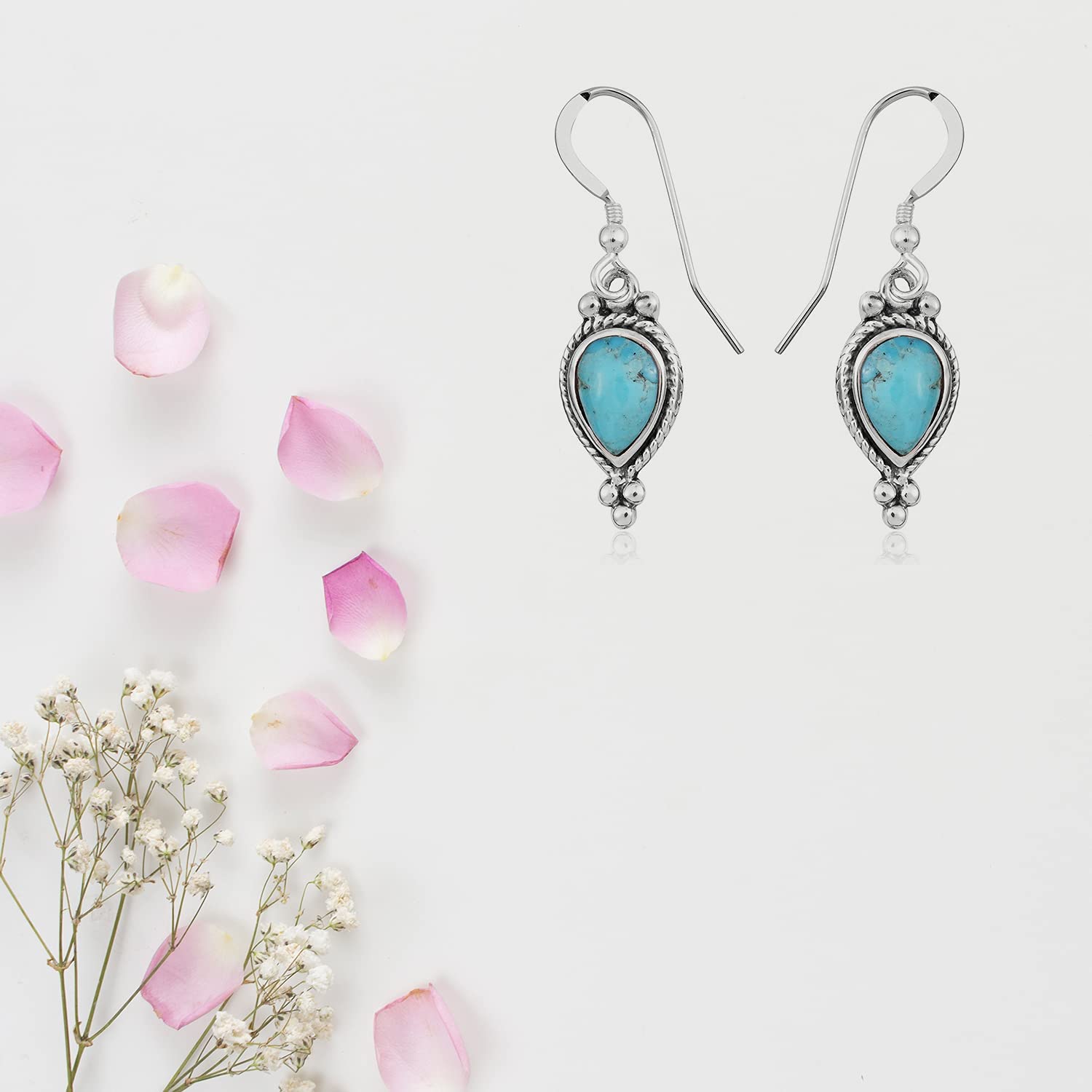 SHOP LC DELIVERING JOY SANTA FE Style Turquoise Southwest Western Gemstone Jewelry Dangle Drop Earrings 925 Sterling Silver Oxidized Boho Fashion Birthday Gifts For Women - Image 5