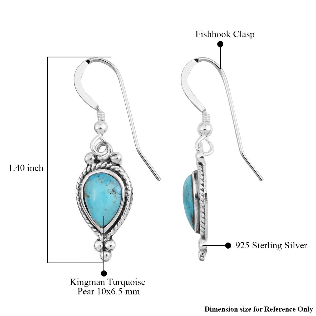 SHOP LC DELIVERING JOY SANTA FE Style Turquoise Southwest Western Gemstone Jewelry Dangle Drop Earrings 925 Sterling Silver Oxidized Boho Fashion Birthday Gifts For Women - Image 8