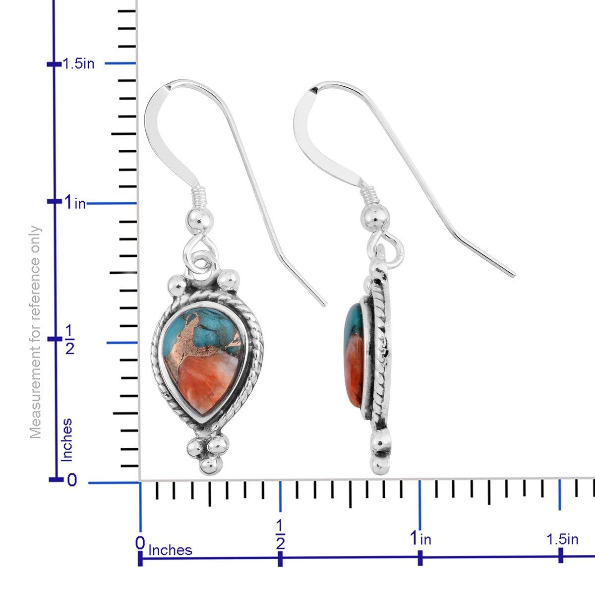 SHOP LC DELIVERING JOY SANTA FE Style Turquoise Southwest Western Gemstone Jewelry Dangle Drop Earrings 925 Sterling Silver Oxidized Boho Fashion Birthday Gifts For Women - Image 9