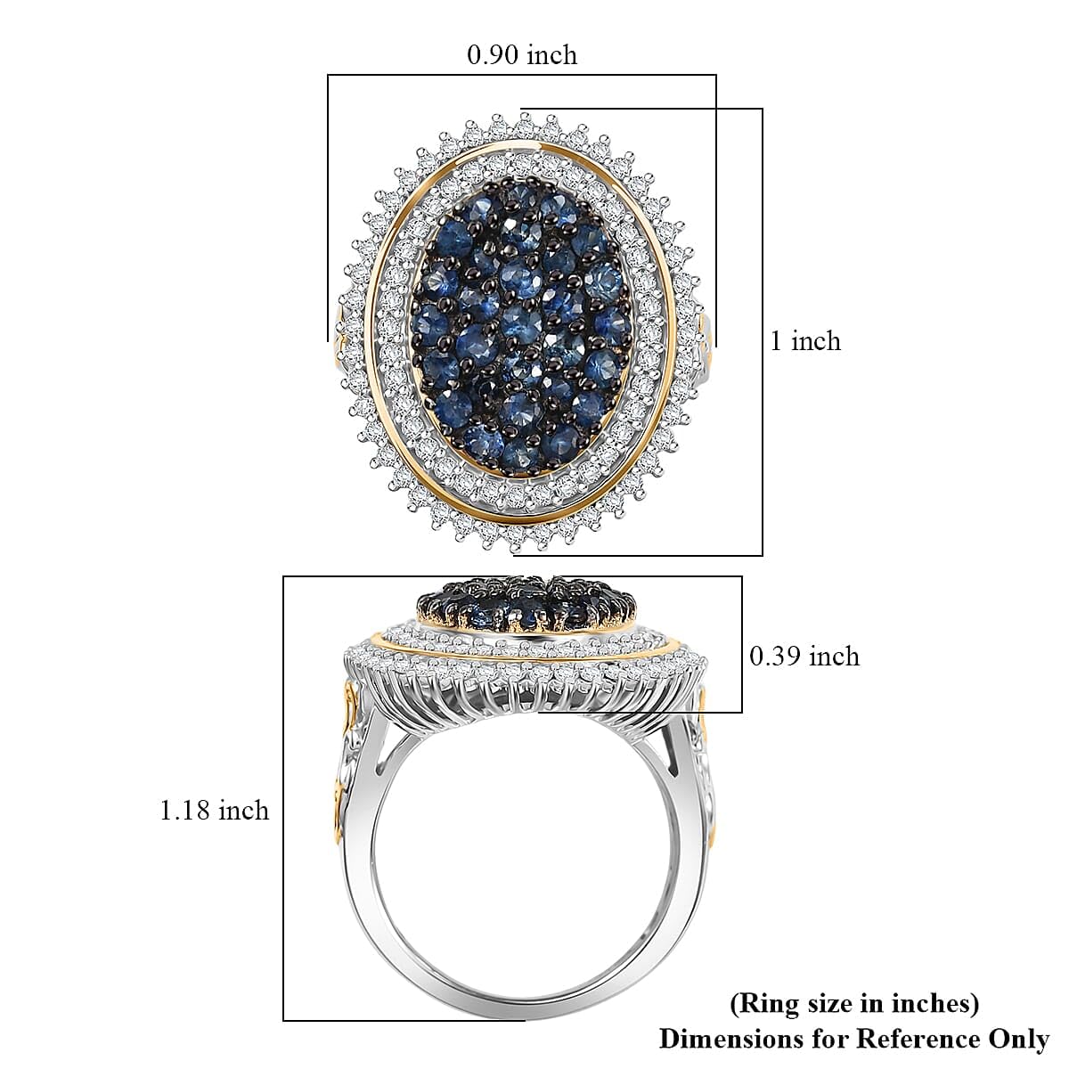SHOP LC DELIVERING JOY Sapphire and Moissanite 2.25 ctw Art Nouveau Ring in 18K Vermeil Yellow Gold and Rhodium Over Sterling Silver Size 6 Christmas Gifts - Image 3