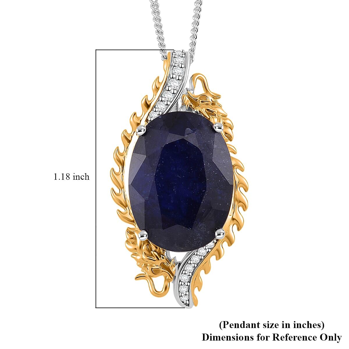 SHOP LC DELIVERING JOY Sapphire Moissanite Rhodium Plated 925 Sterling Silver 18K Vermeil Yellow Gold Plated Pendant Necklace for Women Jewelry Birthday Christmas Gifts Size 18 Inches Ct 11.89 - Image 6