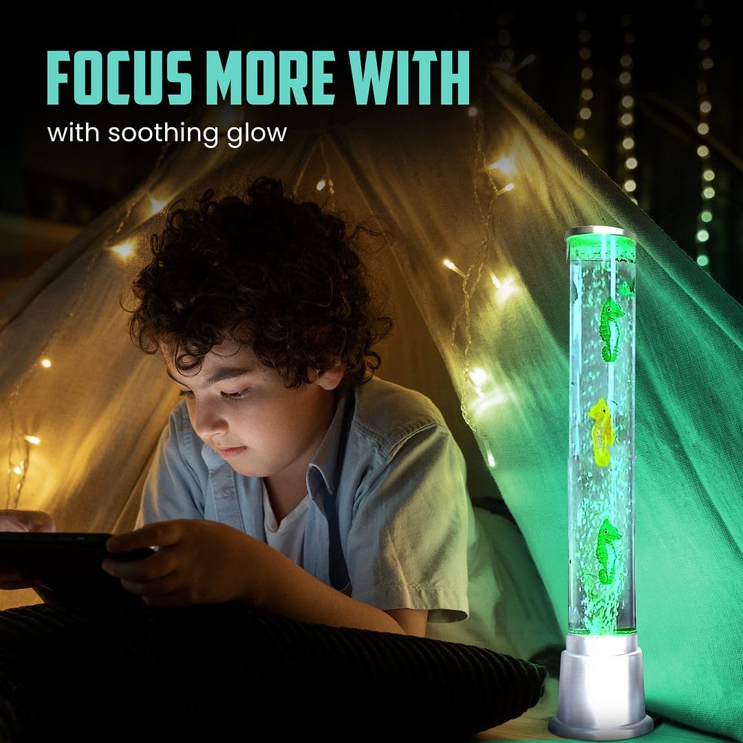 SHOP LC DELIVERING JOY Seahorse Bubble Lights Lamp with 6LED Automatic Color Changing Night Light with Moving Tower Fish Lamp for Home Decorations Anniversarys Gifts - 1.90Feet - Image 2