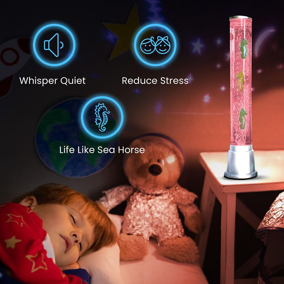 SHOP LC DELIVERING JOY Seahorse Bubble Lights Lamp with 6LED Automatic Color Changing Night Light with Moving Tower Fish Lamp for Home Decorations Anniversarys Gifts - 1.90Feet - Image 3