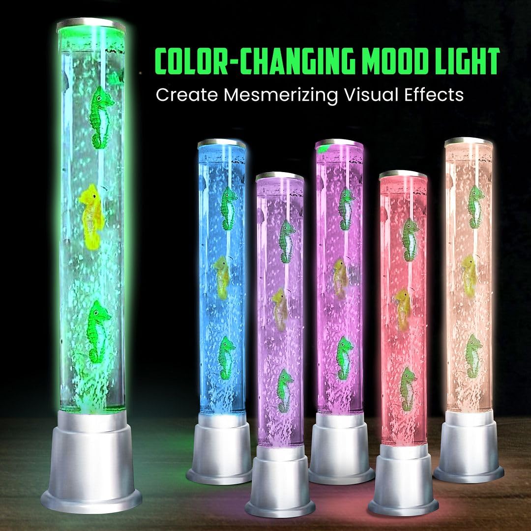 SHOP LC DELIVERING JOY Seahorse Bubble Lights Lamp with 6LED Automatic Color Changing Night Light with Moving Tower Fish Lamp for Home Decorations Anniversarys Gifts - 1.90Feet - Image 4