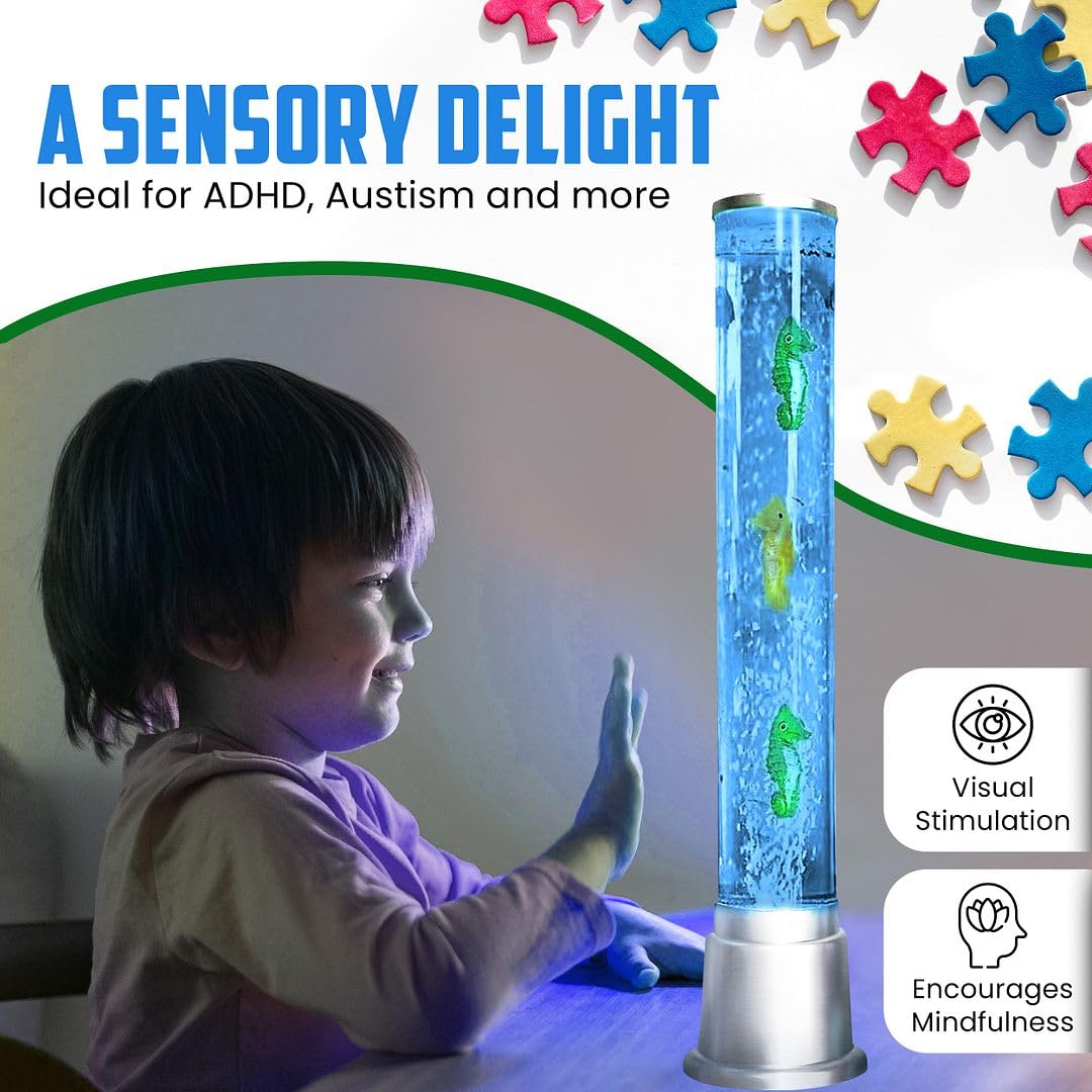 SHOP LC DELIVERING JOY Seahorse Bubble Lights Lamp with 6LED Automatic Color Changing Night Light with Moving Tower Fish Lamp for Home Decorations Anniversarys Gifts - 1.90Feet - Image 5